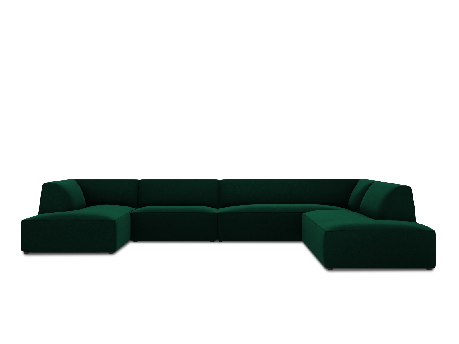 Velvet Panoramic Right Corner Sofa, "Ruby", 7 Seats, 366x273x69