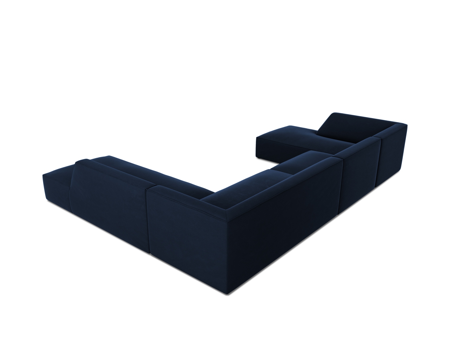 Velvet Panoramic Right Corner Sofa, "Ruby", 7 Seats, 366x273x69