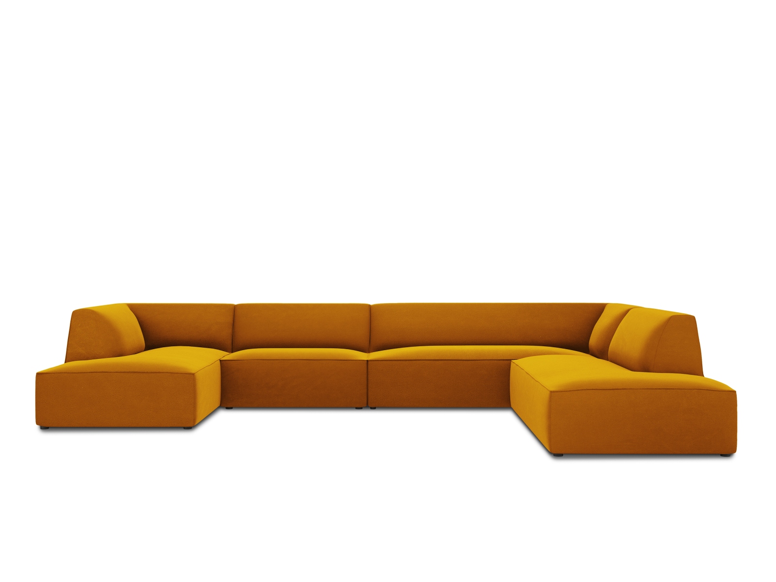Velvet Panoramic Right Corner Sofa, "Ruby", 7 Seats, 366x273x69
