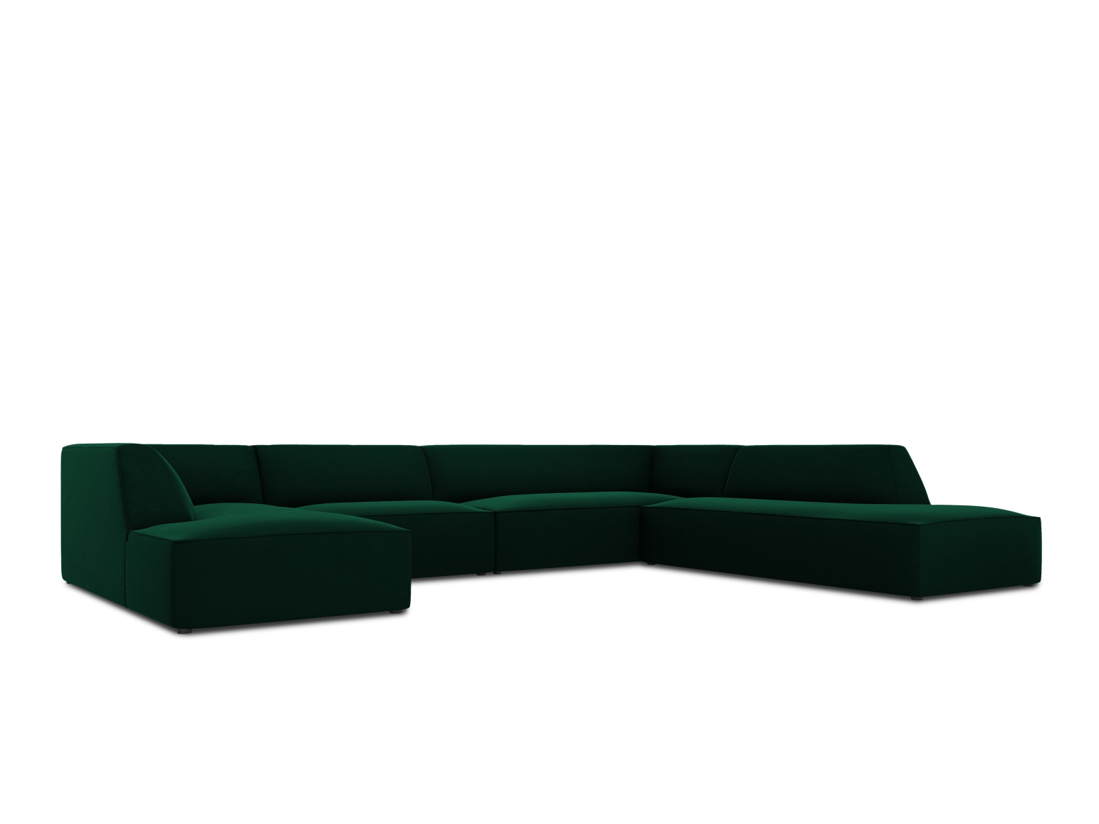 Velvet Panoramic Right Corner Sofa, "Ruby", 7 Seats, 366x273x69