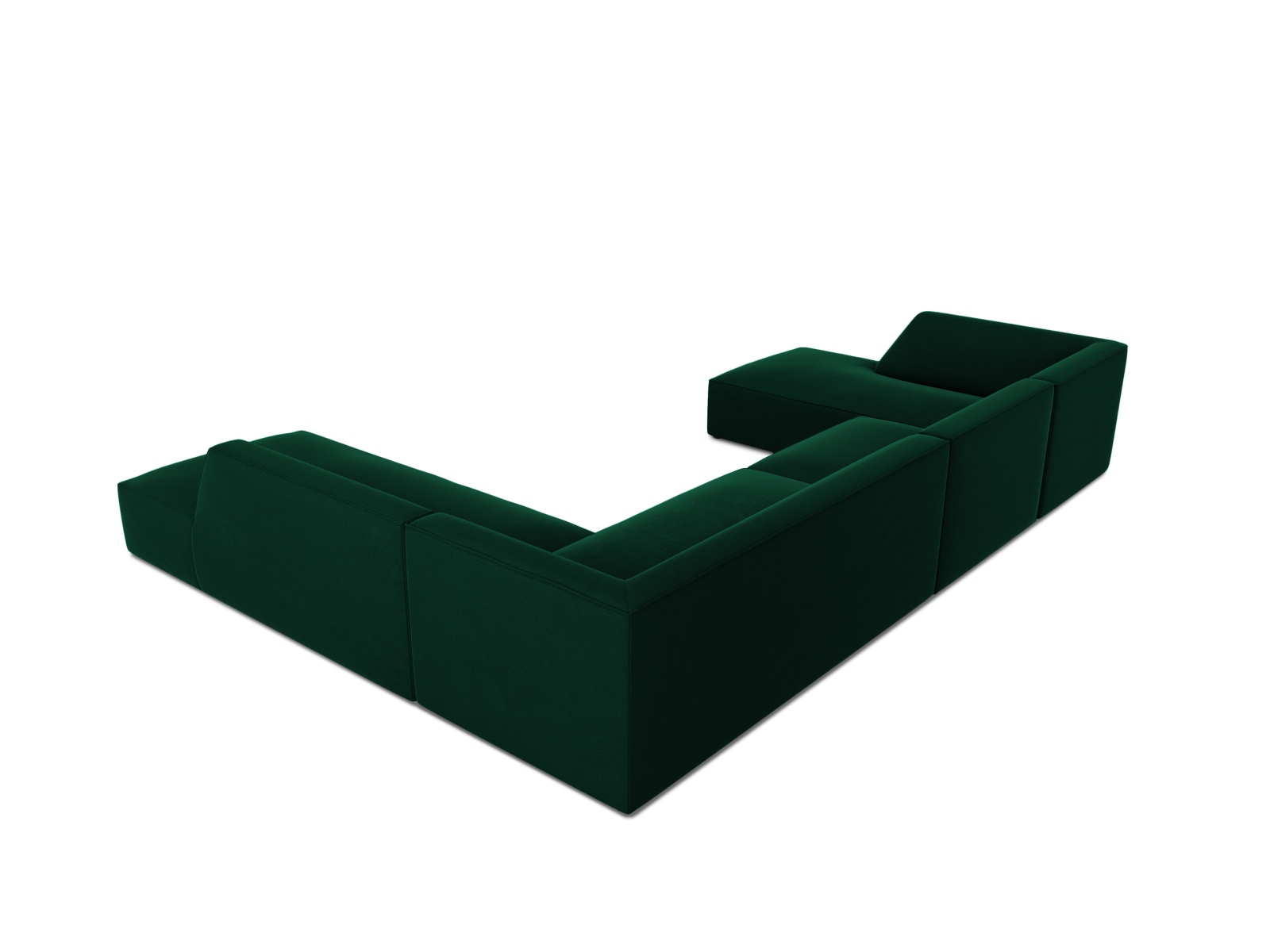 Velvet Panoramic Right Corner Sofa, "Ruby", 7 Seats, 366x273x69