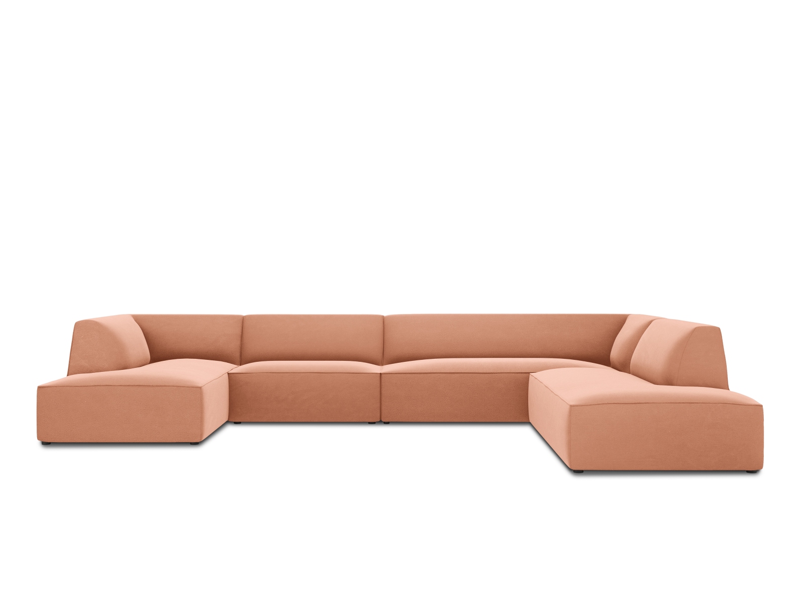 Velvet Panoramic Right Corner Sofa, "Ruby", 7 Seats, 366x273x69