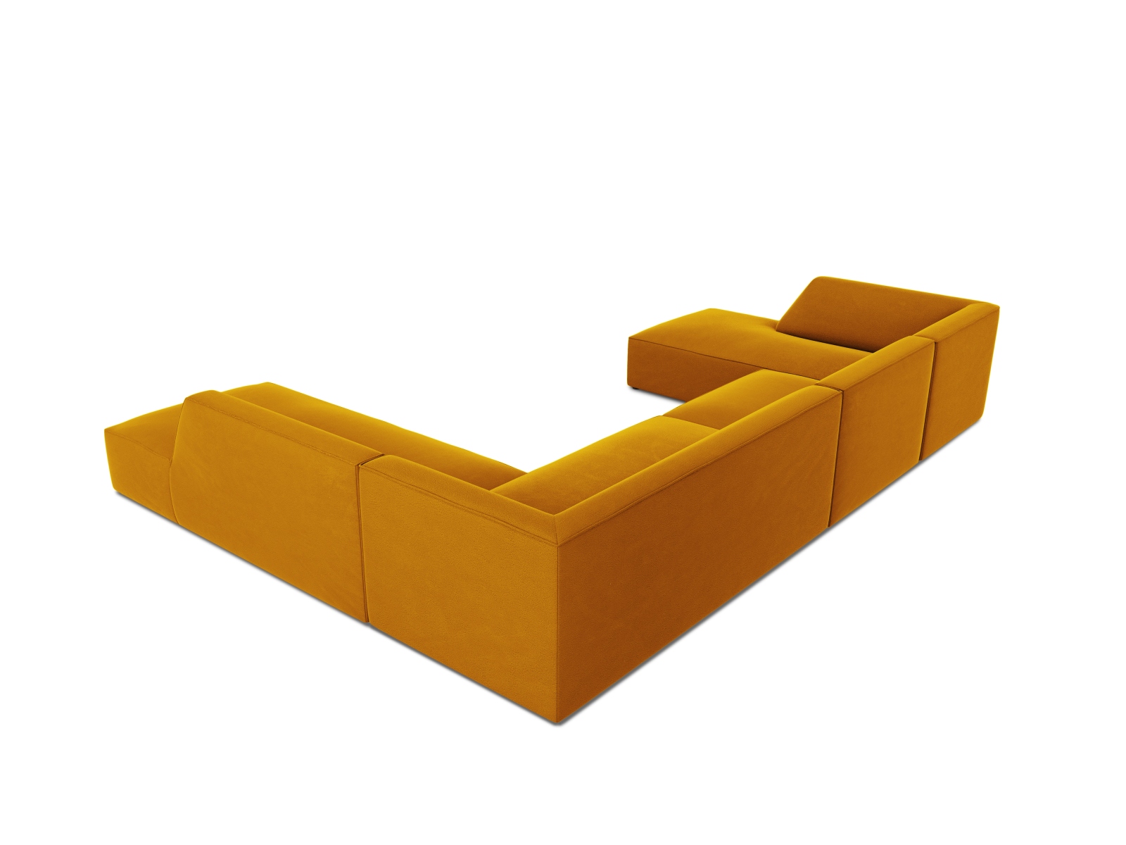 Velvet Panoramic Right Corner Sofa, "Ruby", 7 Seats, 366x273x69