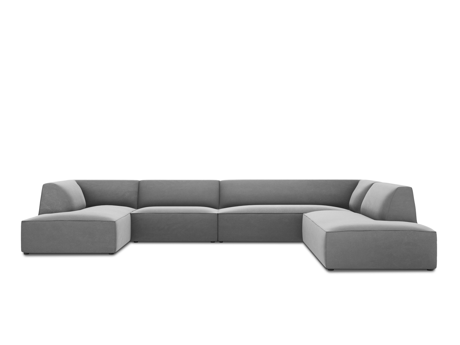 Velvet Panoramic Right Corner Sofa, "Ruby", 7 Seats, 366x273x69