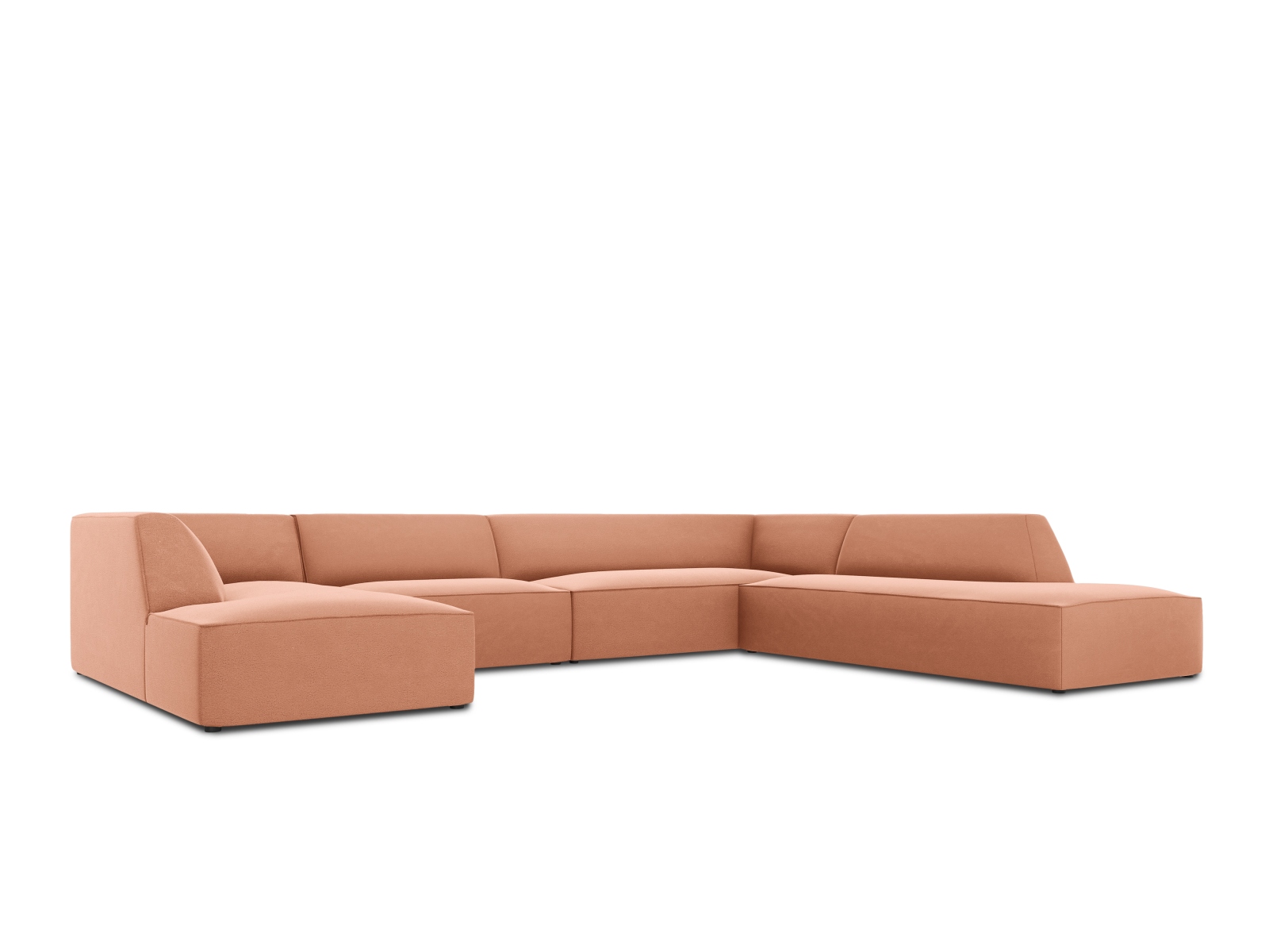 Velvet Panoramic Right Corner Sofa, "Ruby", 7 Seats, 366x273x69