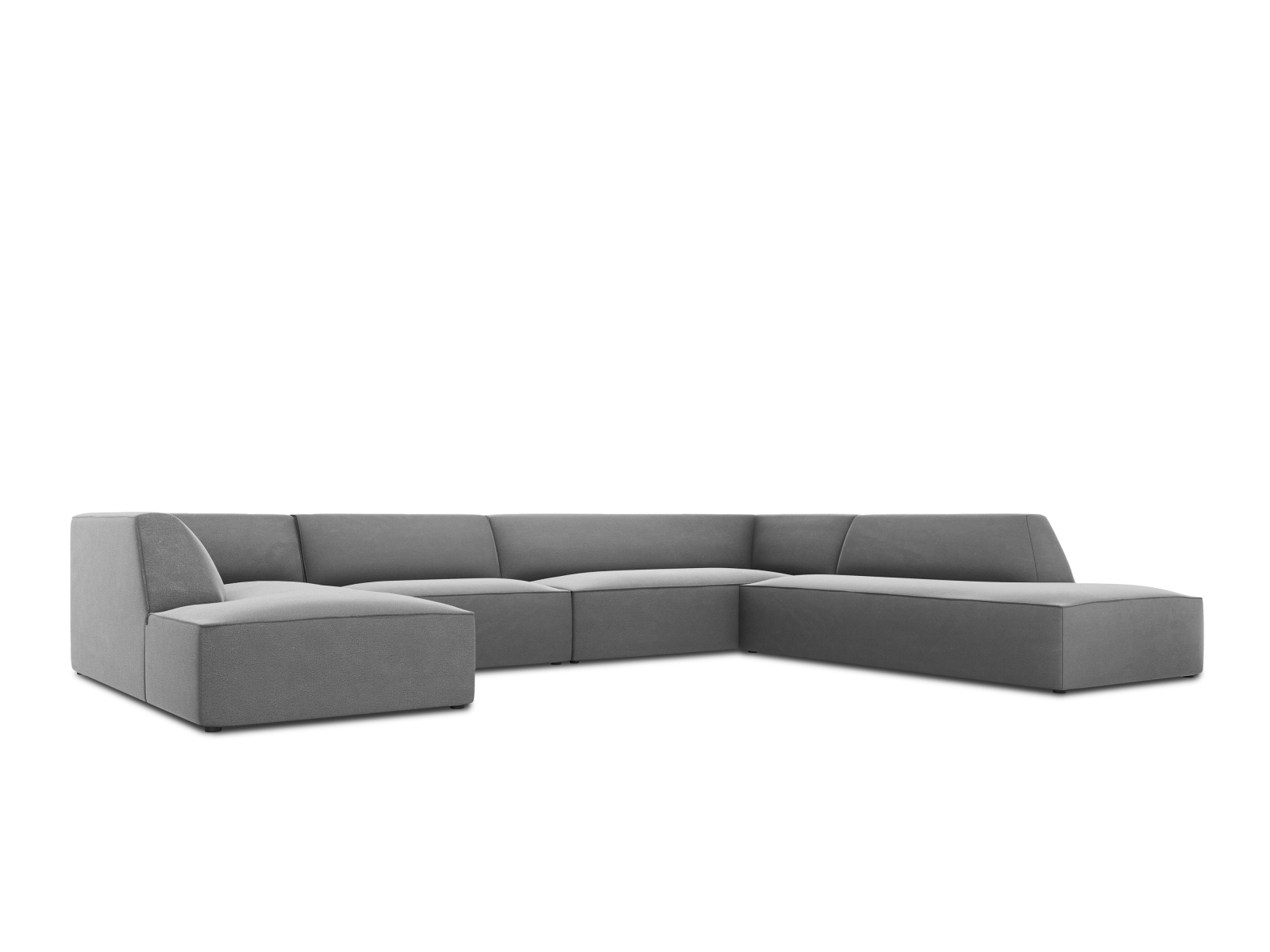 Velvet Panoramic Right Corner Sofa, "Ruby", 7 Seats, 366x273x69