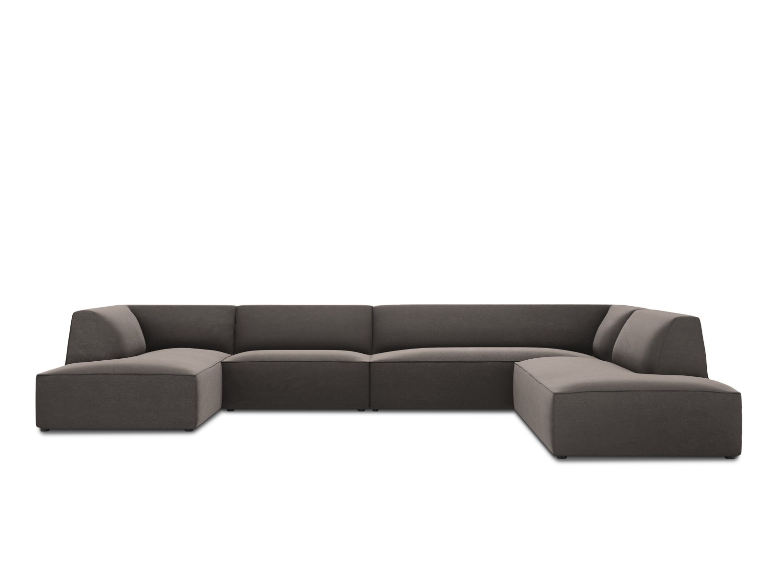 Velvet Panoramic Right Corner Sofa, "Ruby", 7 Seats, 366x273x69