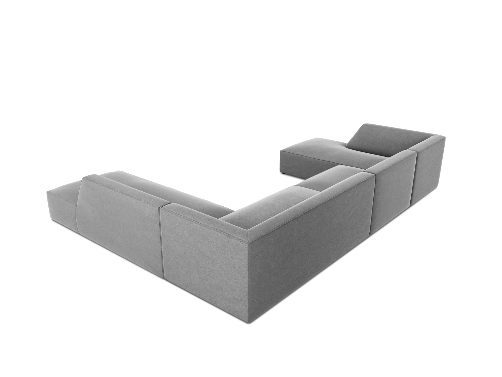 Velvet Panoramic Right Corner Sofa, "Ruby", 7 Seats, 366x273x69