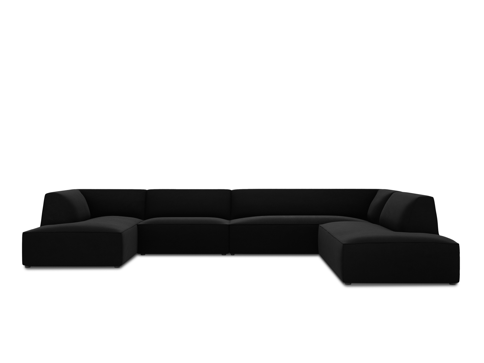 Velvet Panoramic Right Corner Sofa, "Ruby", 7 Seats, 366x273x69
