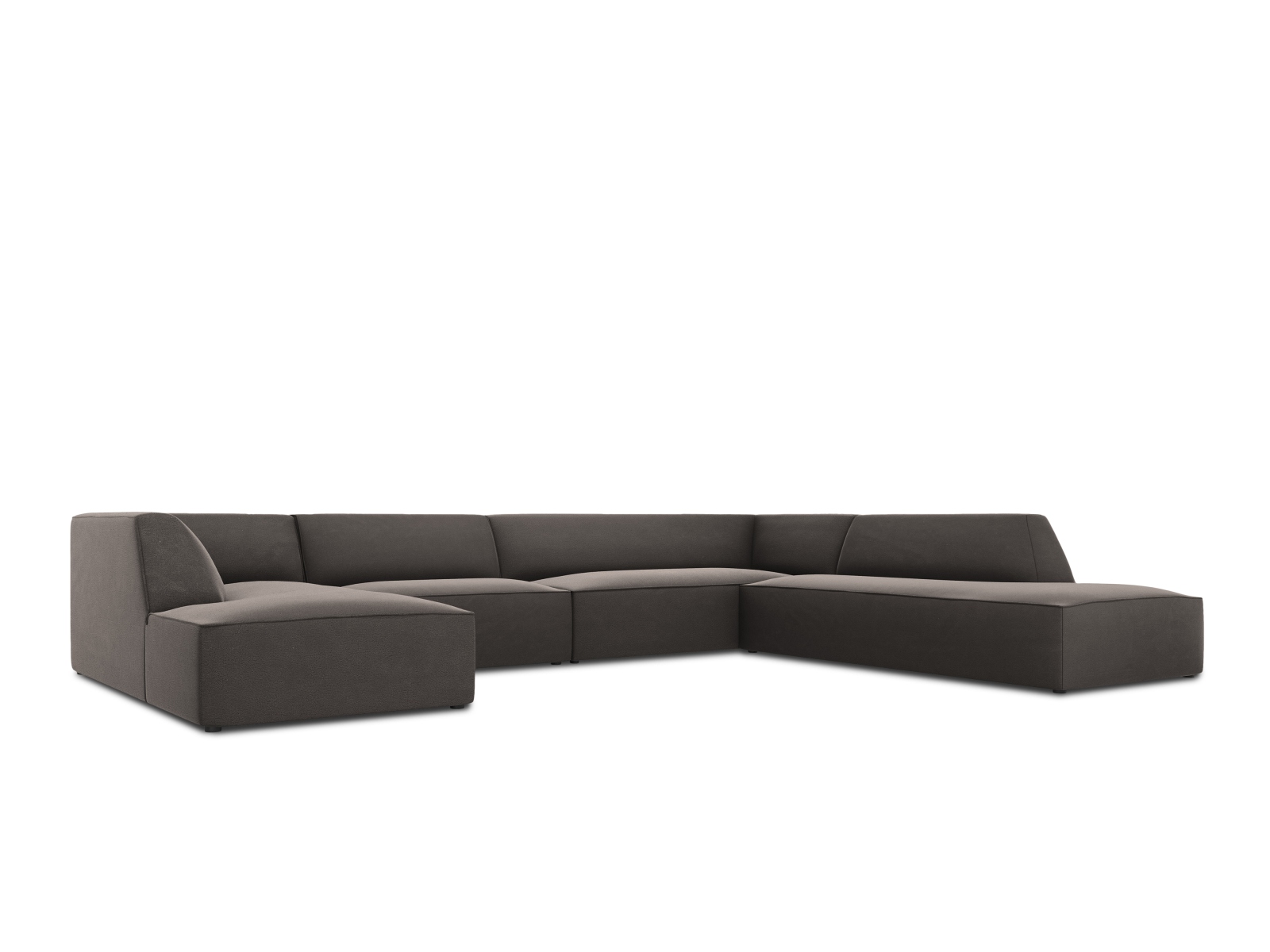 Velvet Panoramic Right Corner Sofa, "Ruby", 7 Seats, 366x273x69