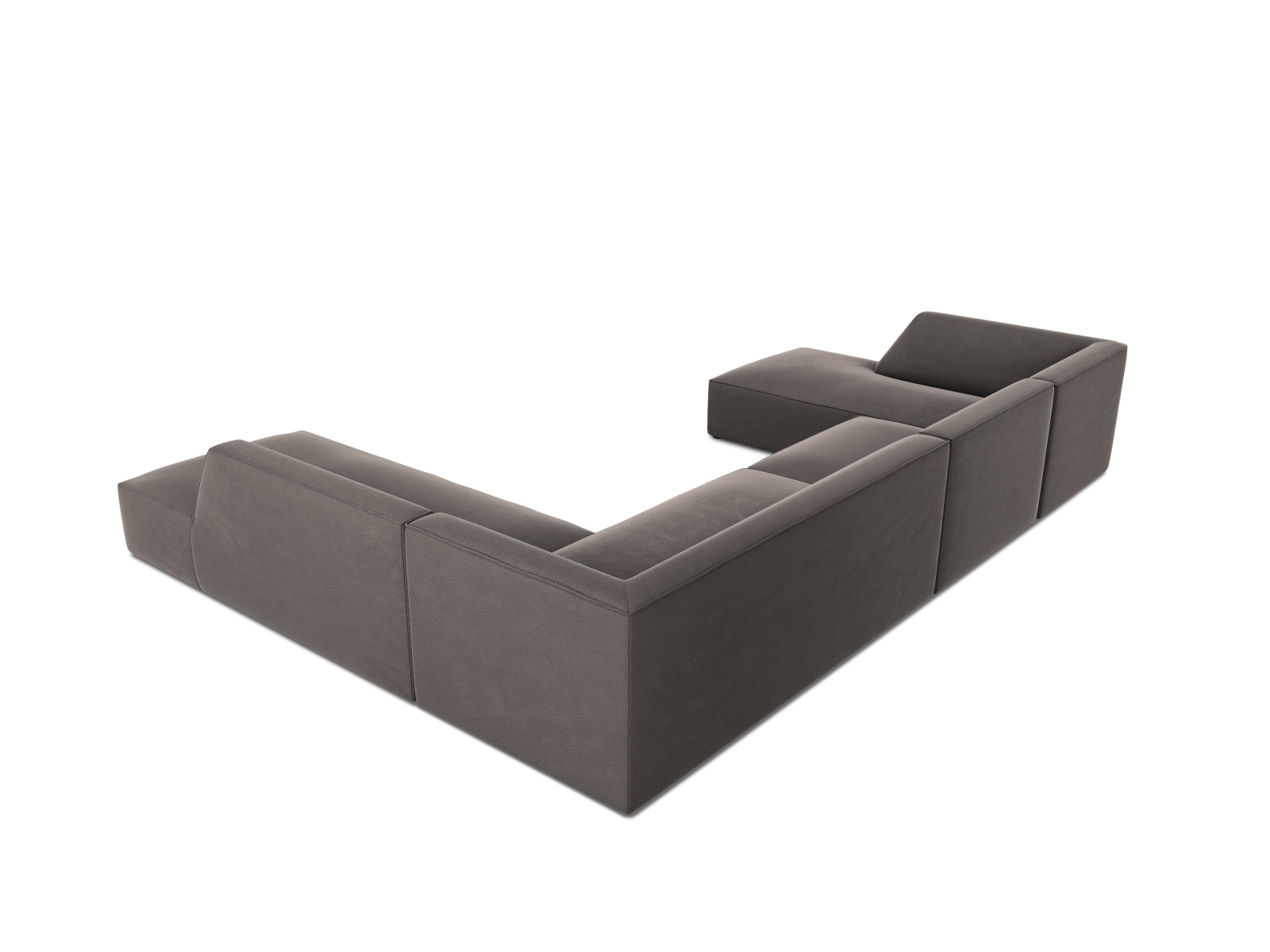 Velvet Panoramic Right Corner Sofa, "Ruby", 7 Seats, 366x273x69
