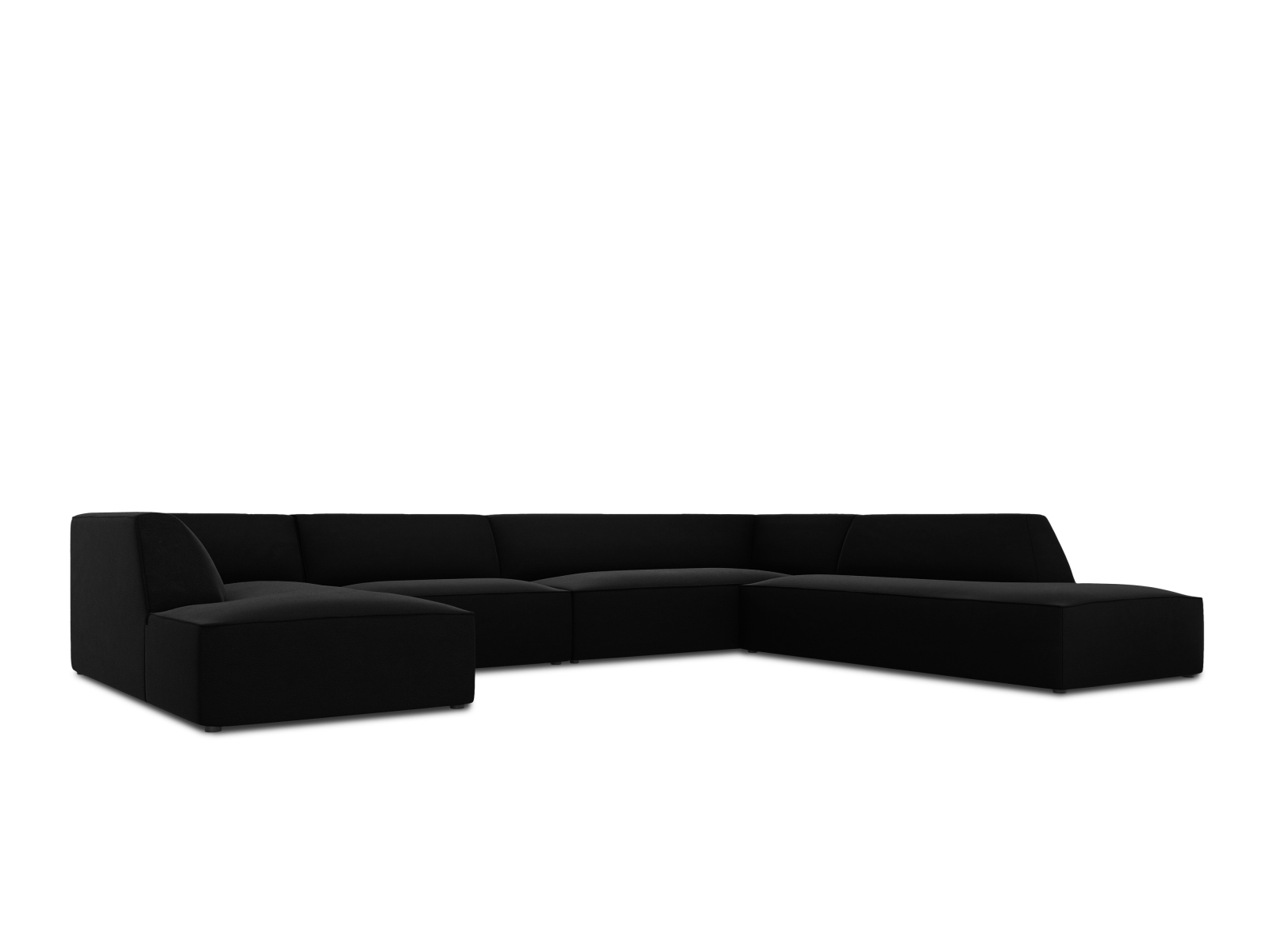 Velvet Panoramic Right Corner Sofa, "Ruby", 7 Seats, 366x273x69