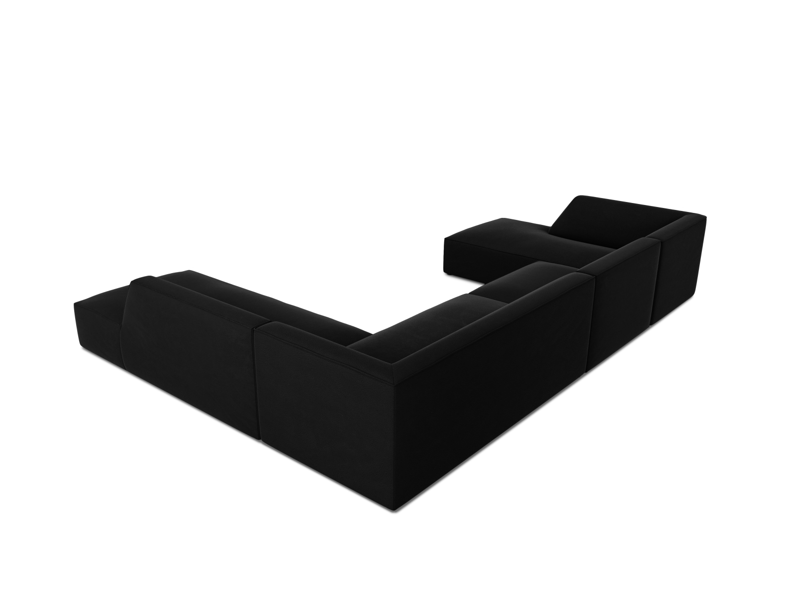 Velvet Panoramic Right Corner Sofa, "Ruby", 7 Seats, 366x273x69
