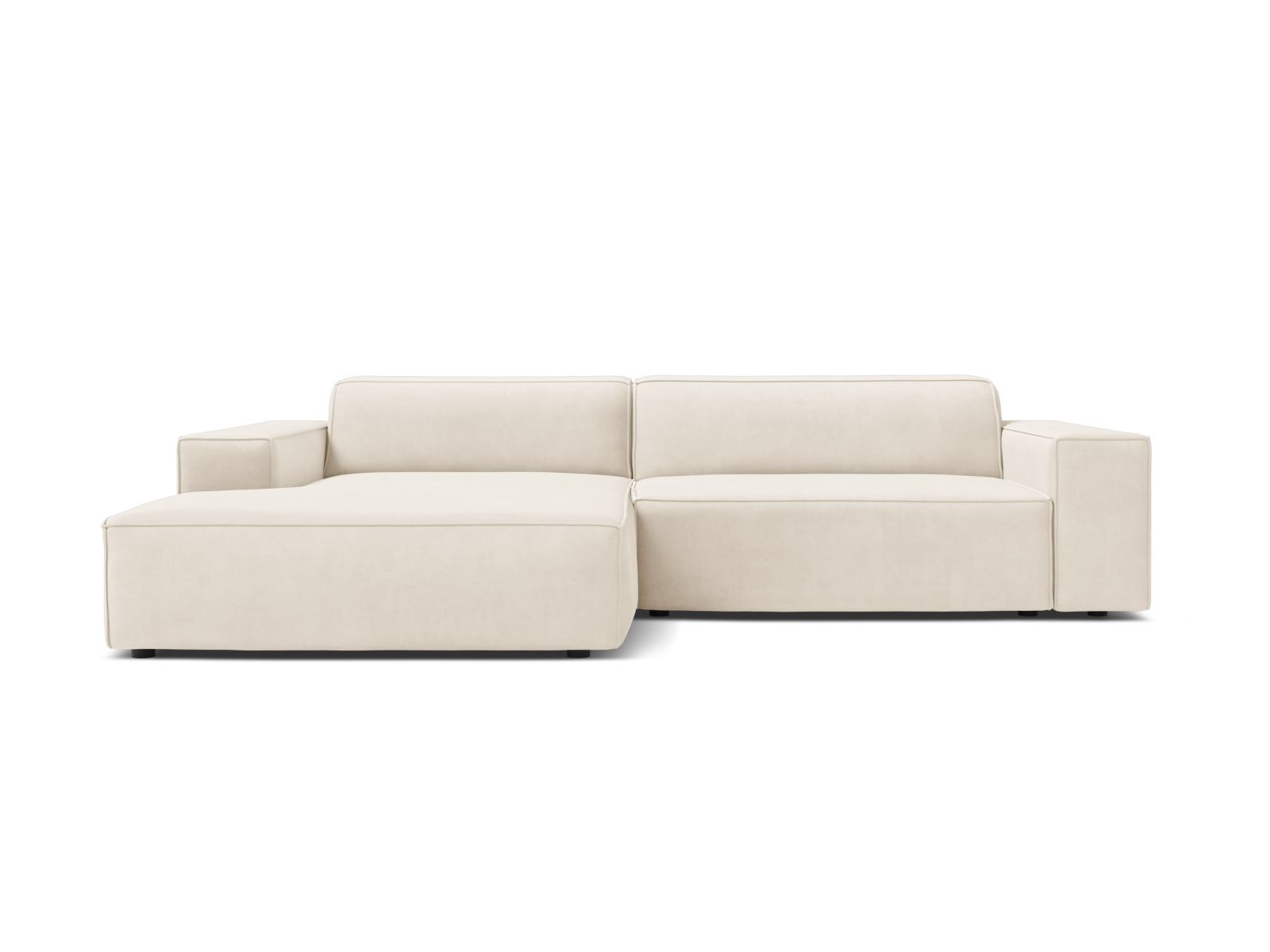 Velvet Modular Left Corner Sofa, "Jodie", 3 Seats, 224x162x77