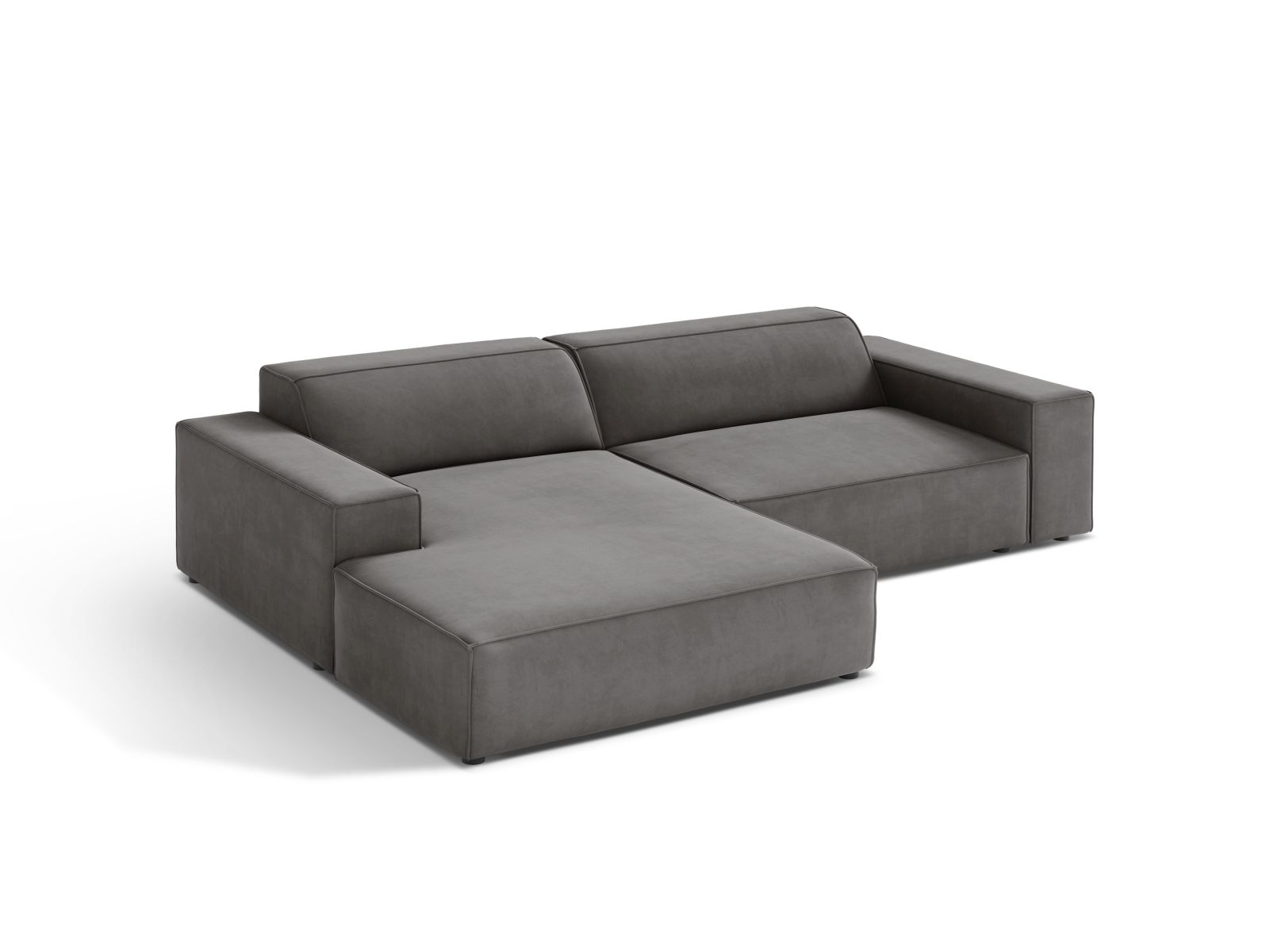 Velvet Modular Left Corner Sofa, "Jodie", 3 Seats, 224x162x77
