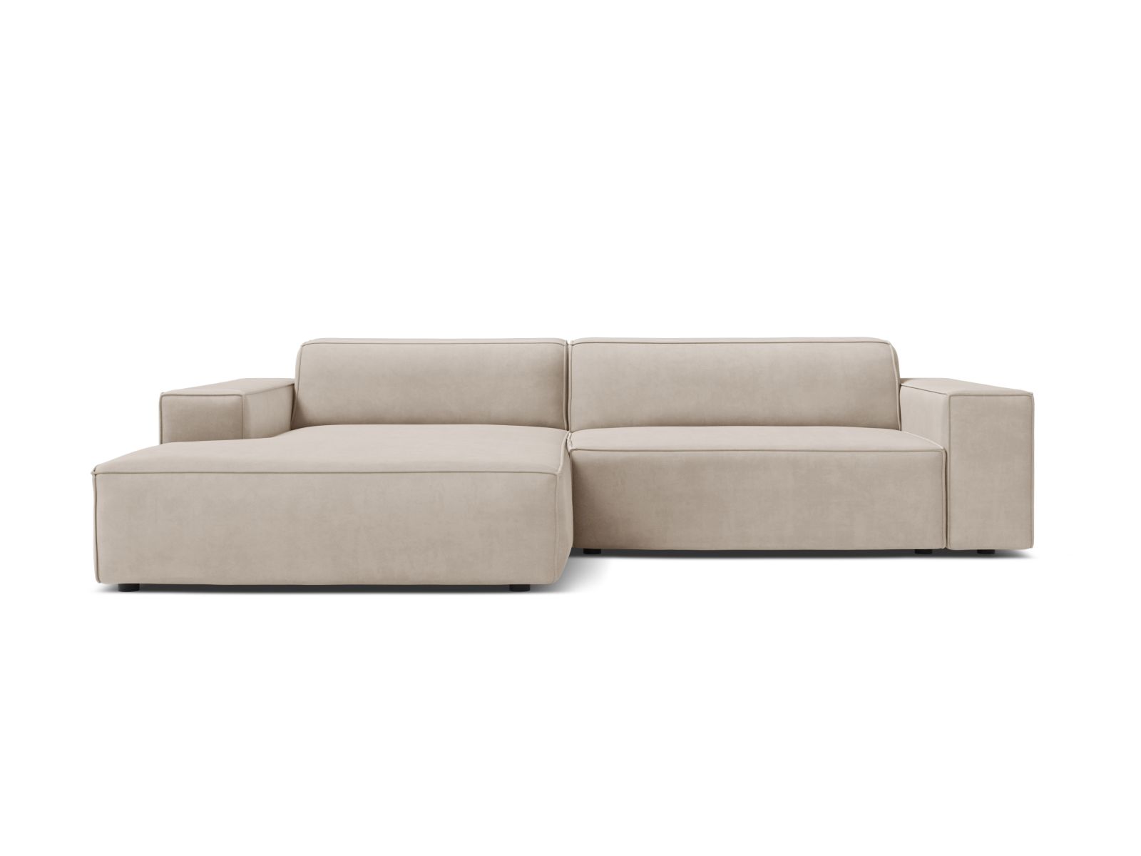 Velvet Modular Left Corner Sofa, "Jodie", 3 Seats, 224x162x77