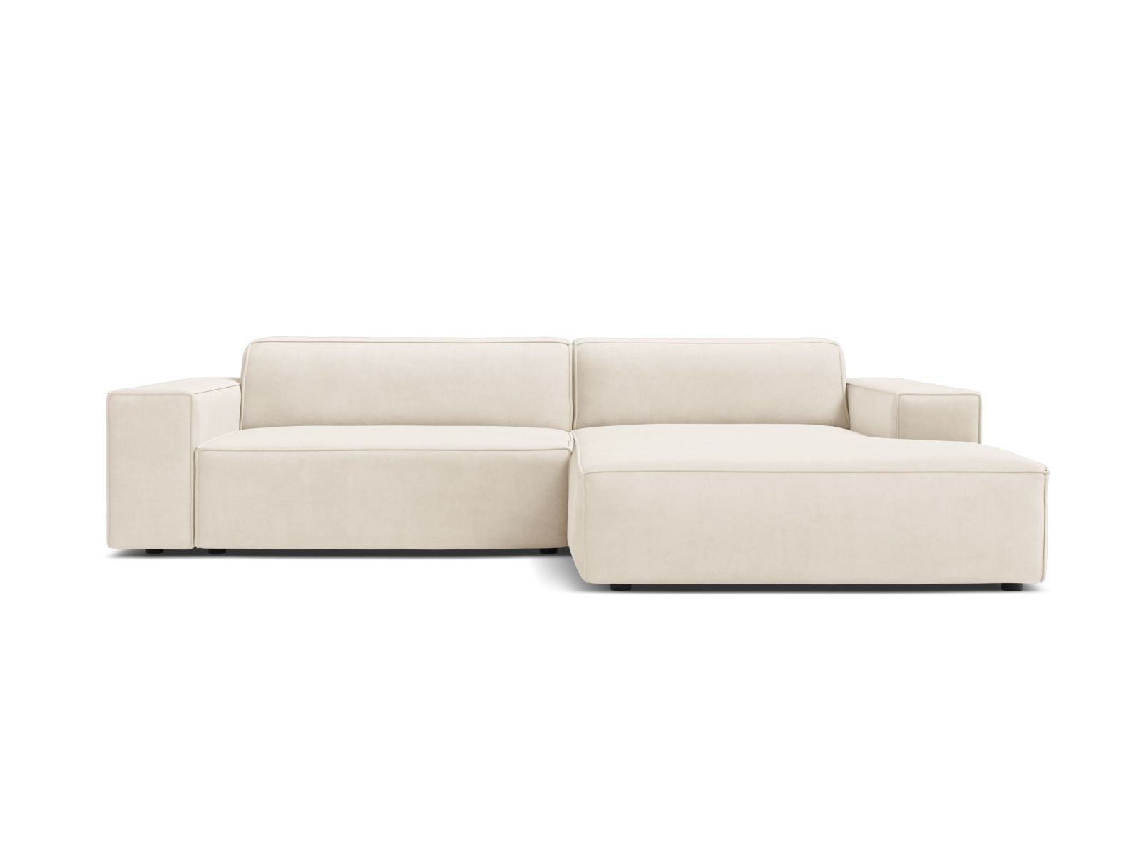 Velvet Modular Right Corner Sofa, "Jodie", 3 Seats, 224x162x77