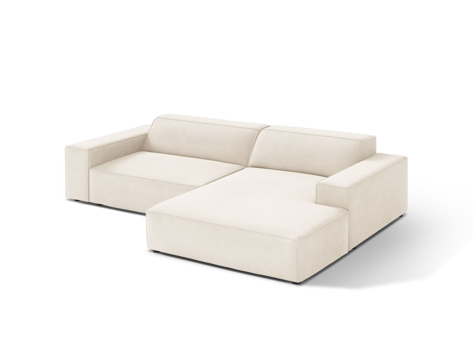 Velvet Modular Right Corner Sofa, "Jodie", 3 Seats, 224x162x77