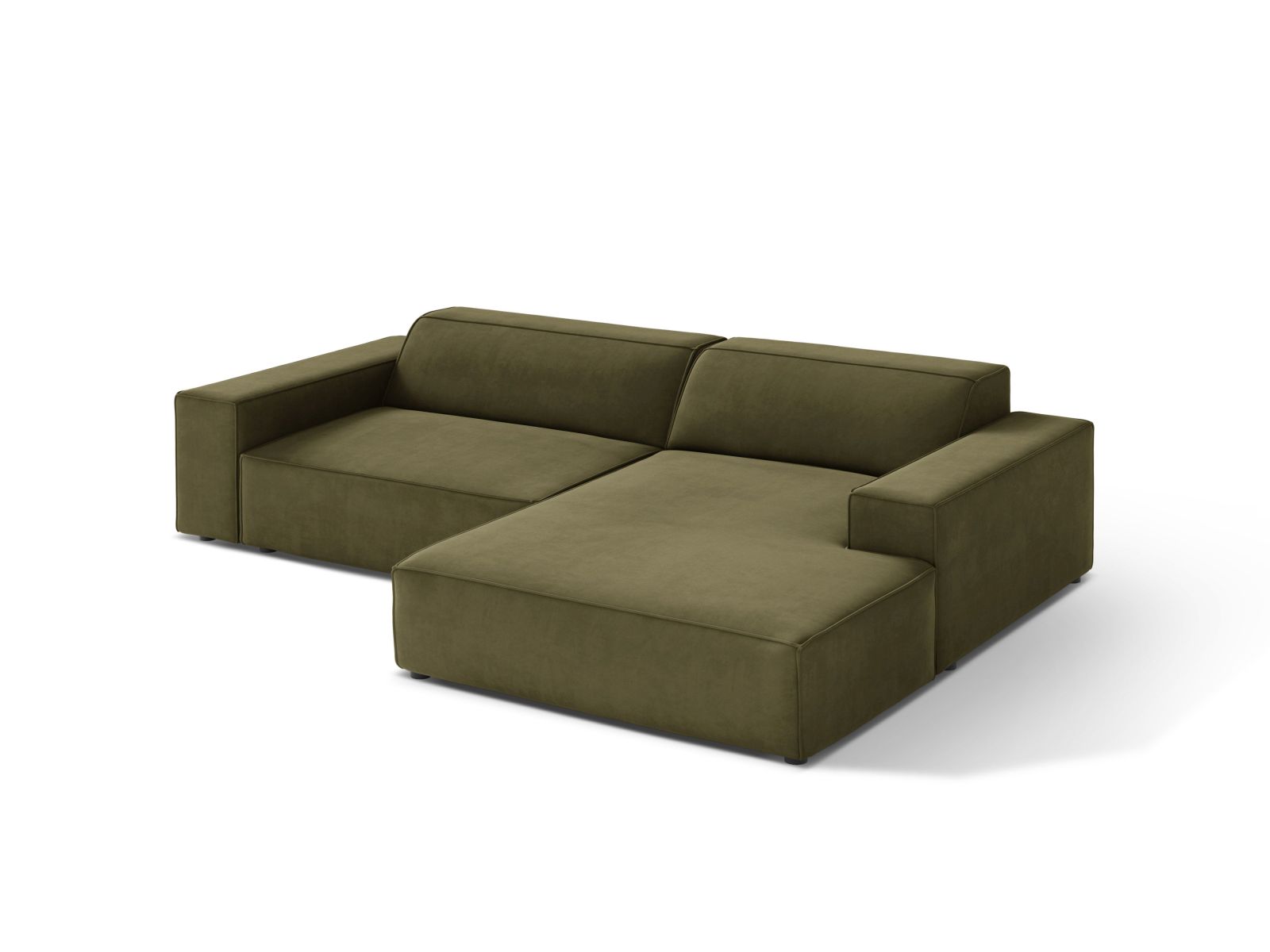 Velvet Modular Right Corner Sofa, "Jodie", 3 Seats, 224x162x77