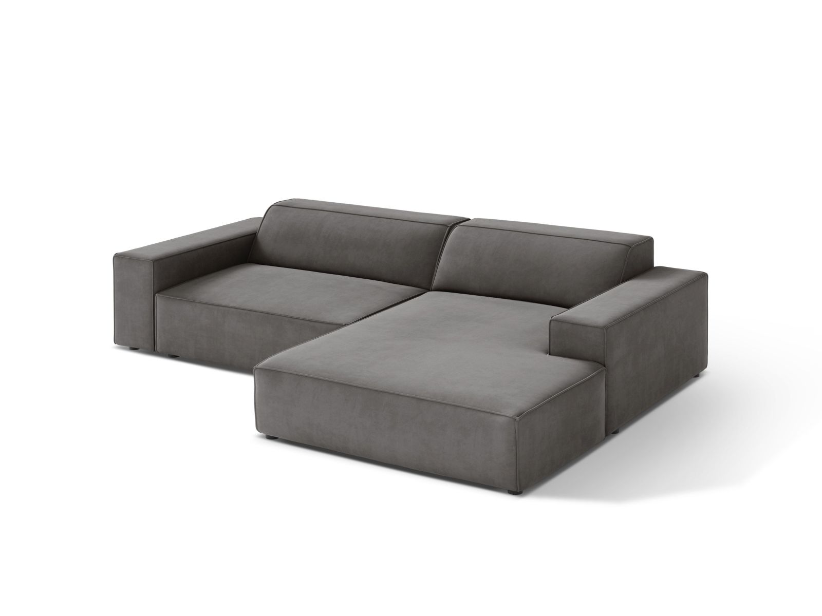 Velvet Modular Right Corner Sofa, "Jodie", 3 Seats, 224x162x77
