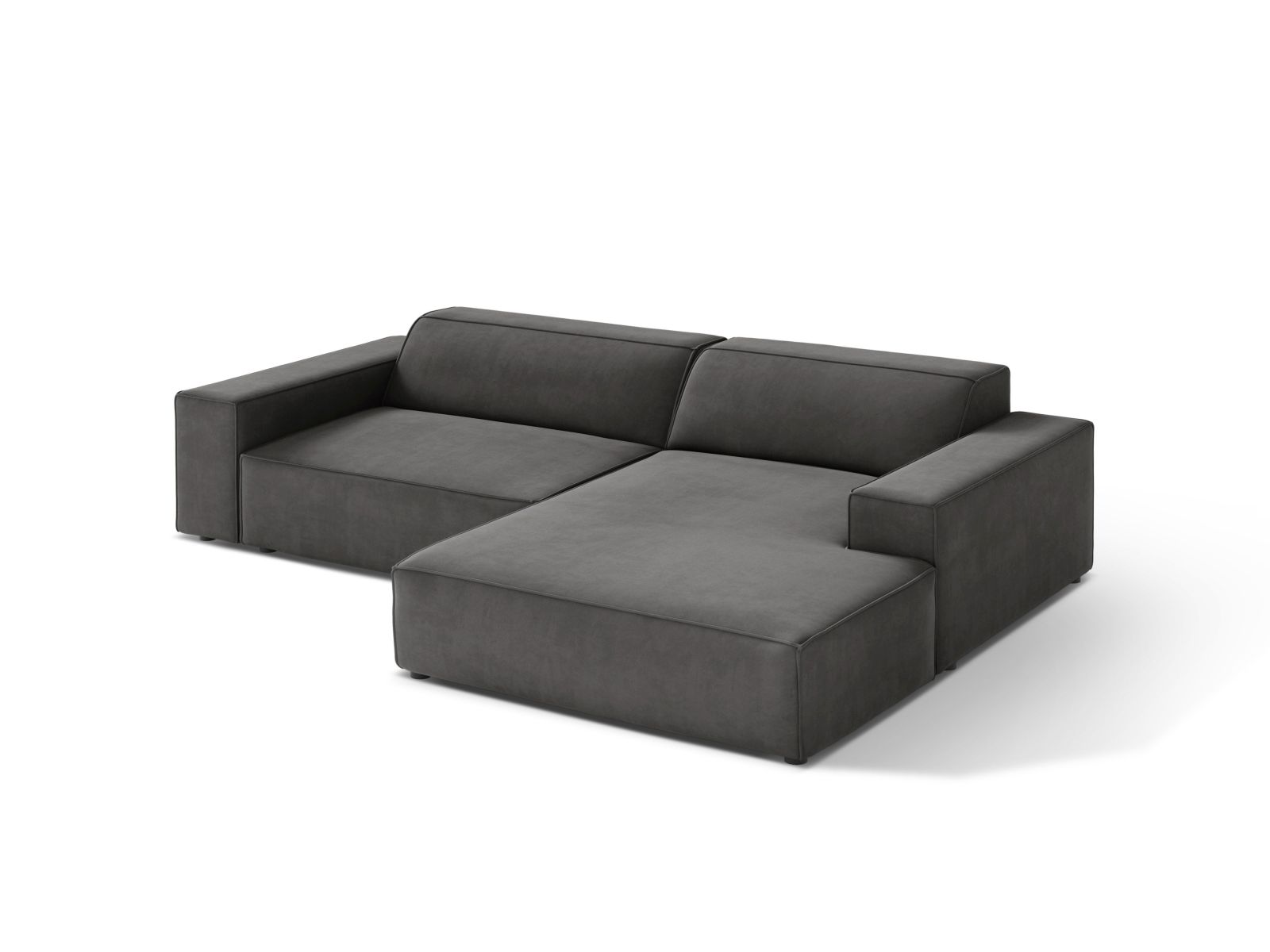 Velvet Modular Right Corner Sofa, "Jodie", 3 Seats, 224x162x77