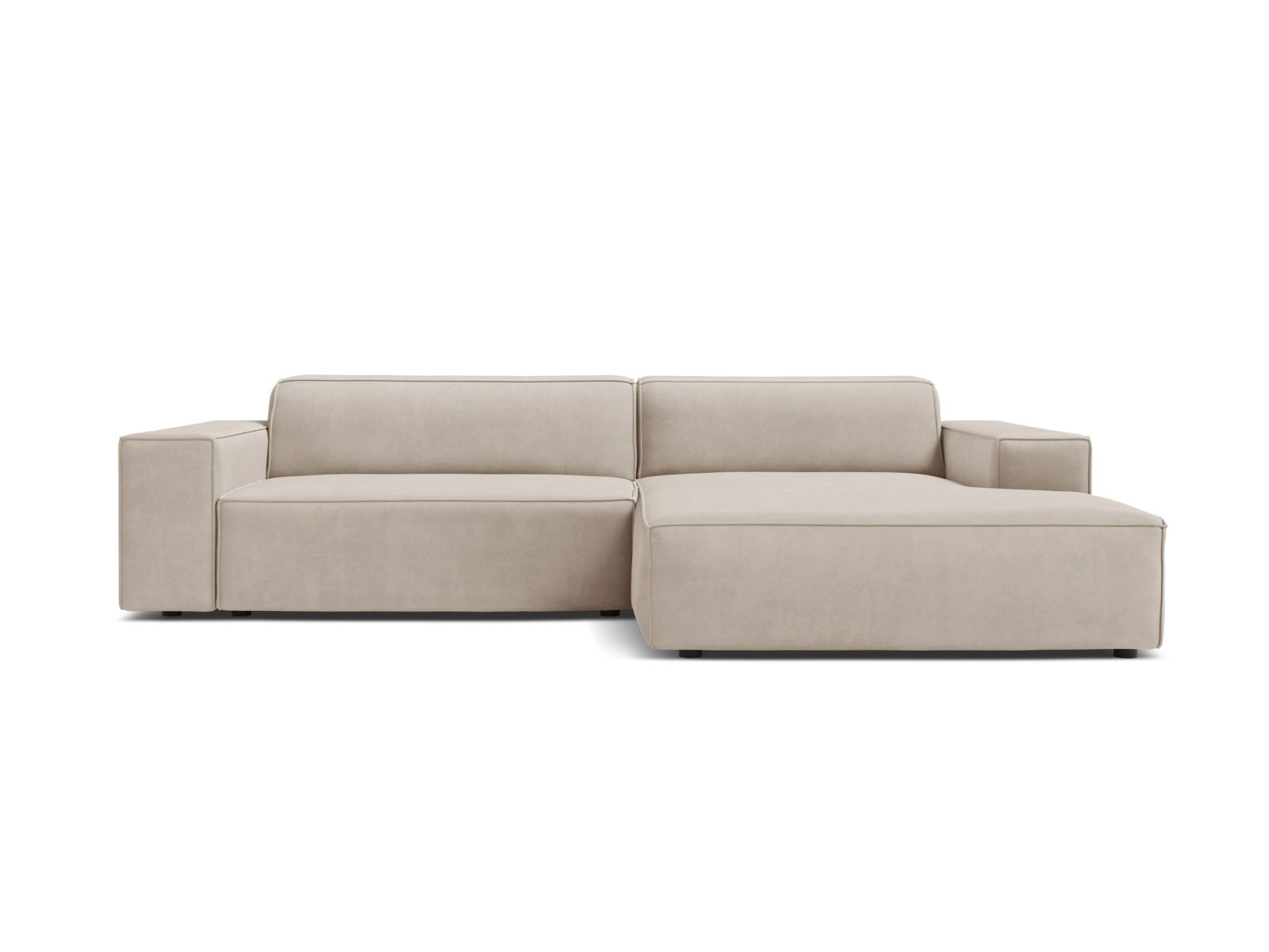 Velvet Modular Right Corner Sofa, "Jodie", 3 Seats, 224x162x77