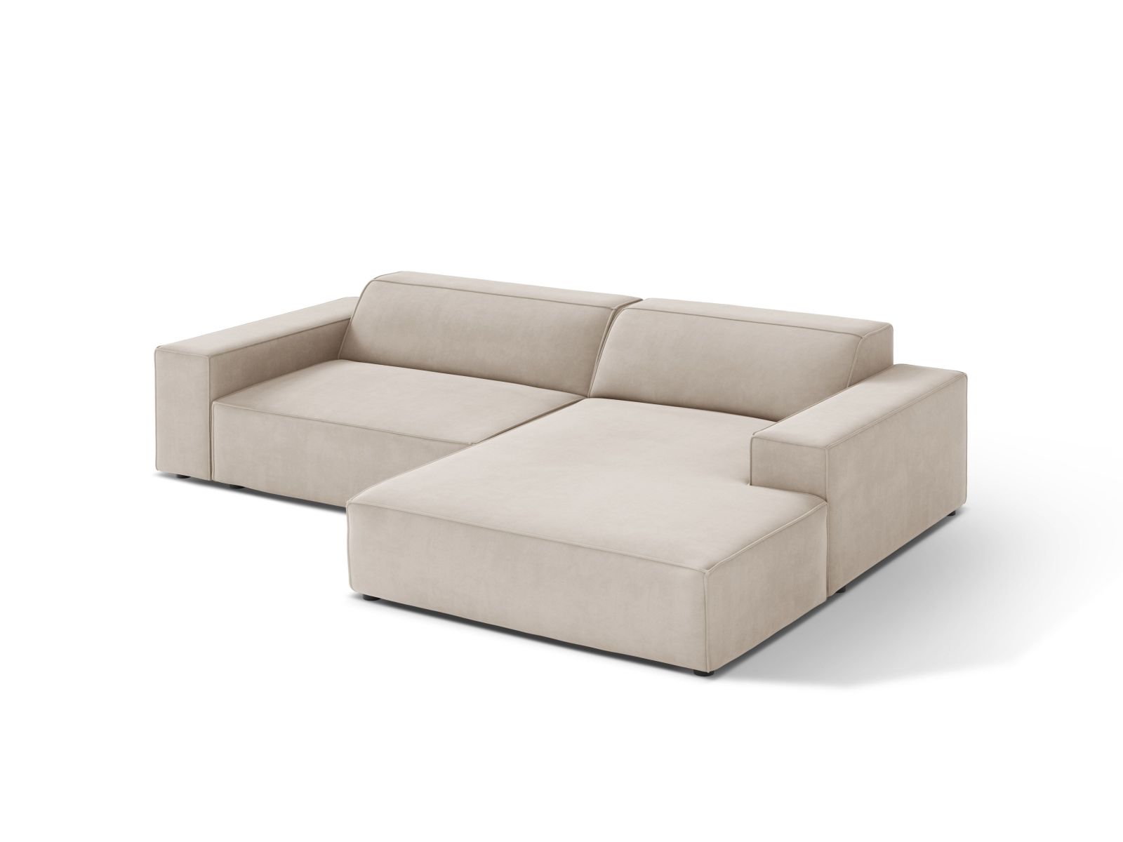 Velvet Modular Right Corner Sofa, "Jodie", 3 Seats, 224x162x77