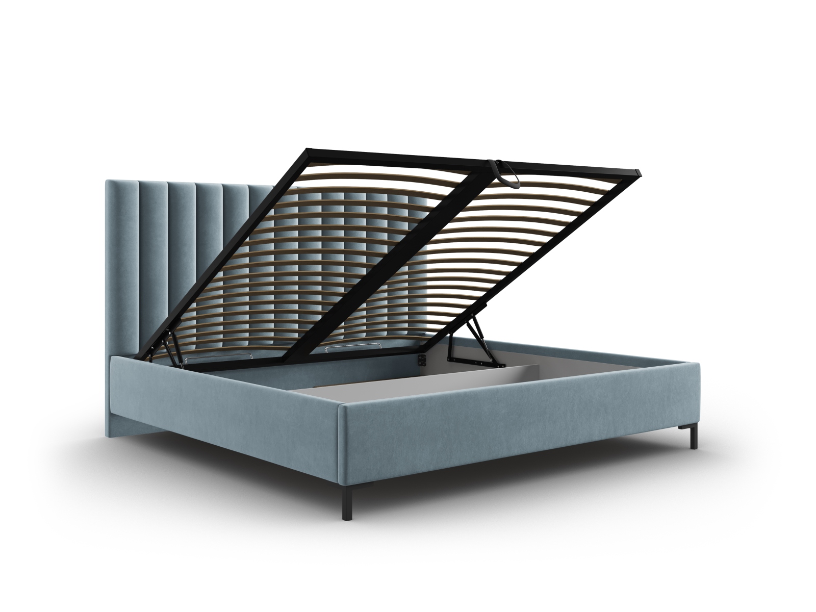 Velvet Storage Bed With Headboard, "Allison", 150x220x130