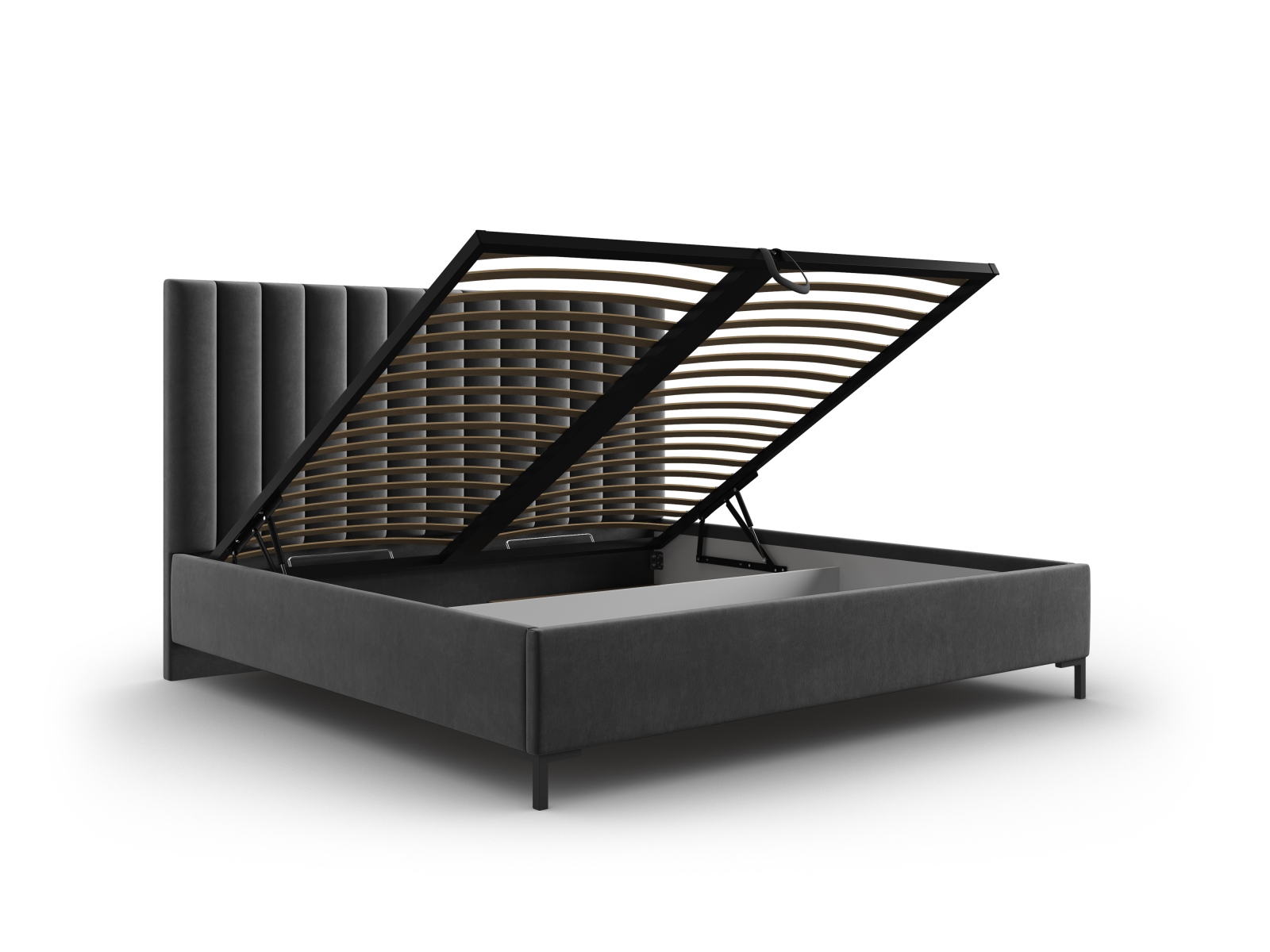 Velvet Storage Bed With Headboard, "Allison", 190x220x130