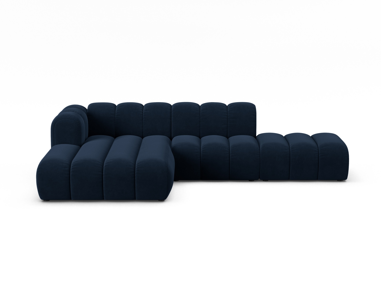 Velvet Modular Left Open Corner Sofa, "Lupine", 5 Seats, 299x177x70
