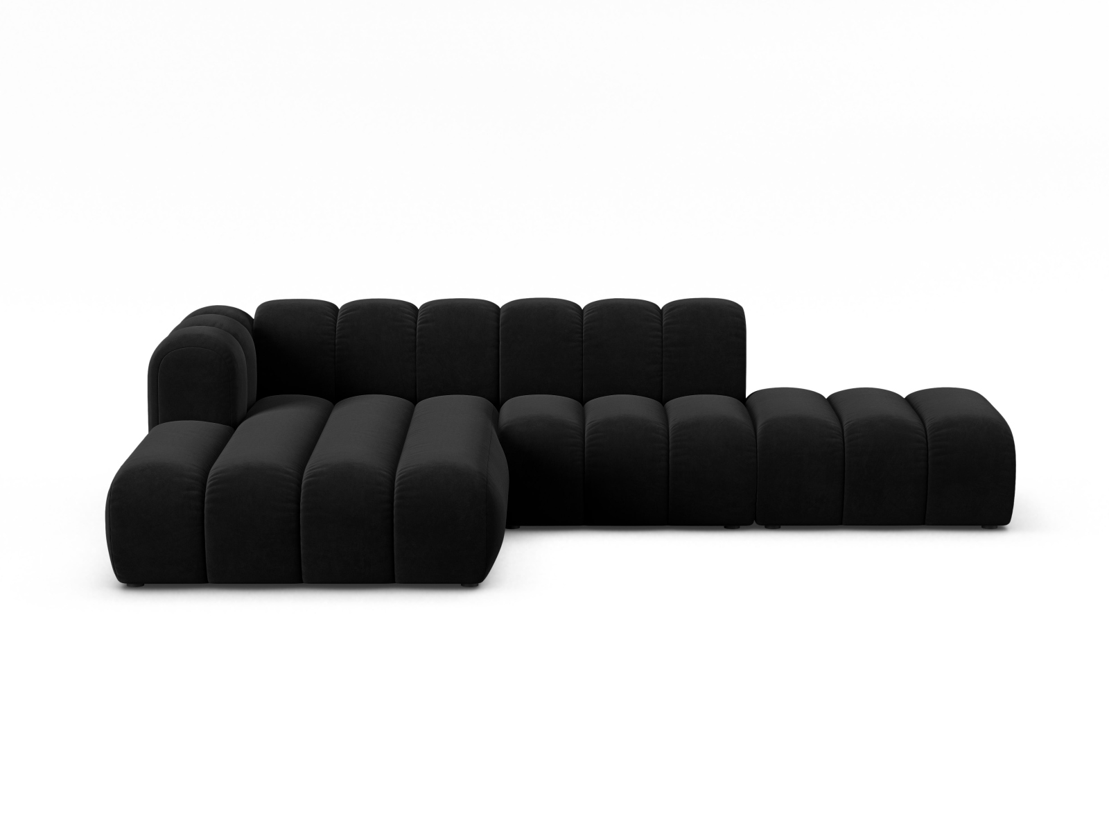 Velvet Modular Left Open Corner Sofa, "Lupine", 5 Seats, 299x177x70