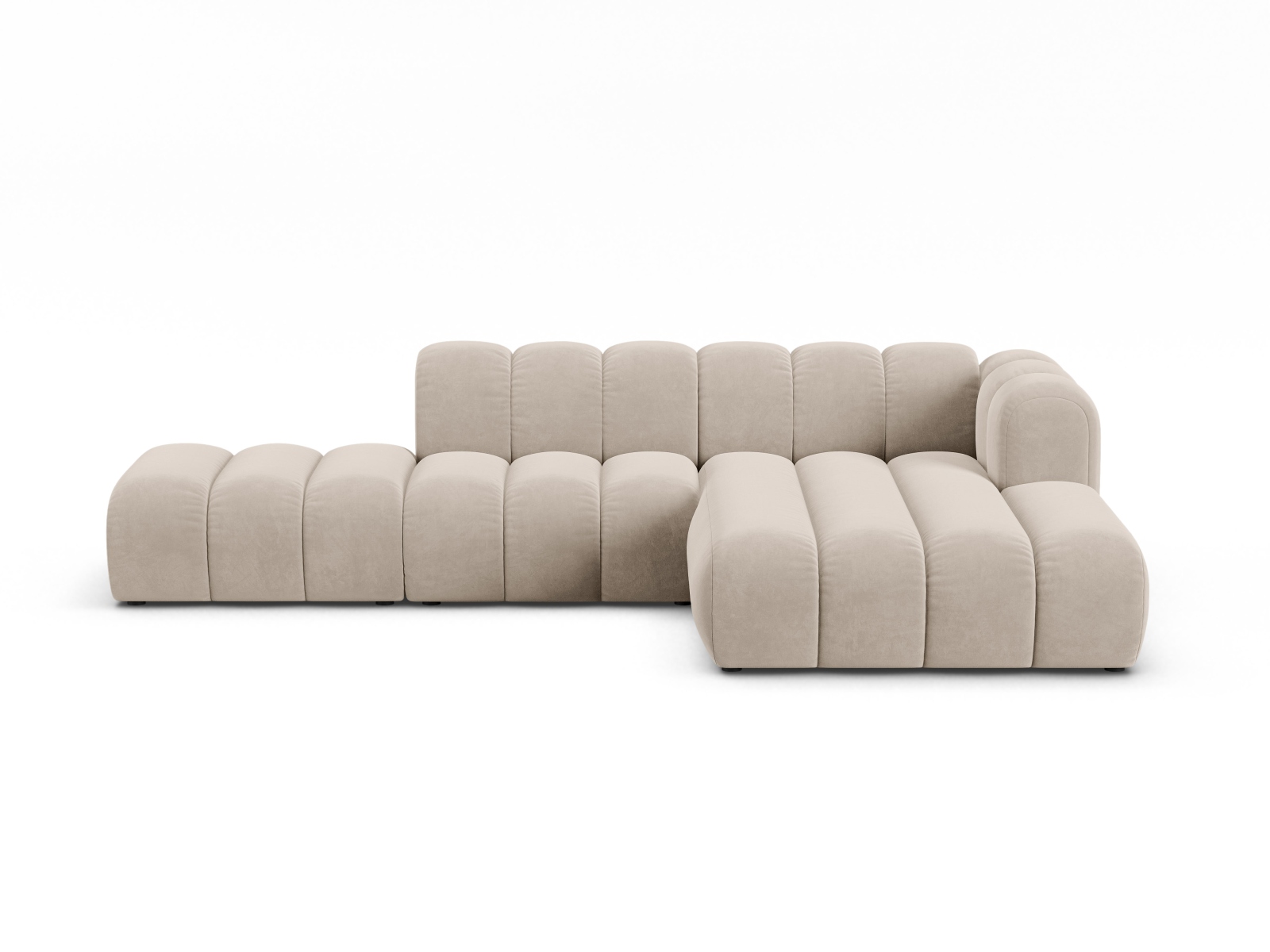 Velvet Modular Right Open Corner Sofa, "Lupine", 5 Seats, 299x177x70