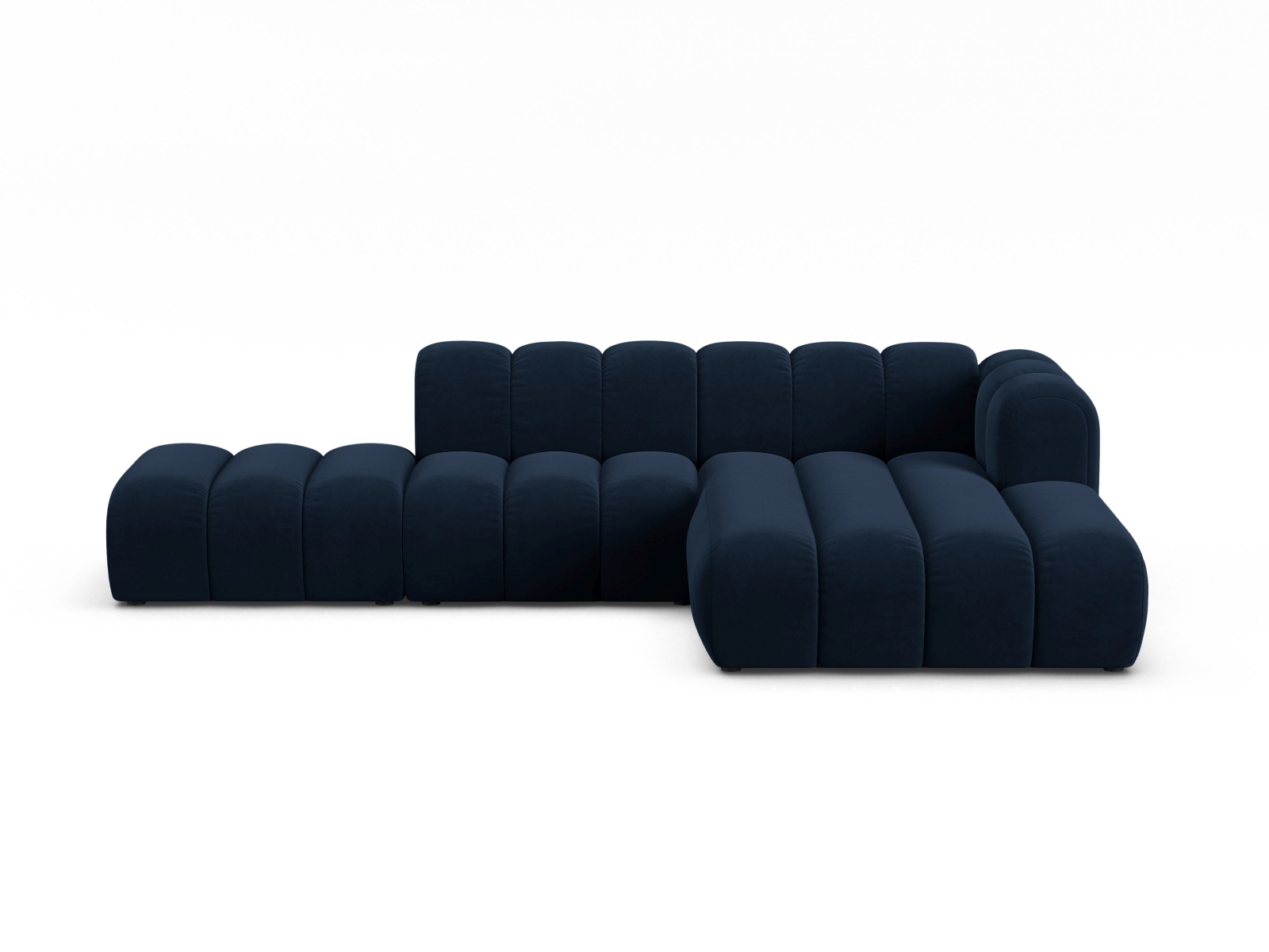 Velvet Modular Right Open Corner Sofa, "Lupine", 5 Seats, 299x177x70