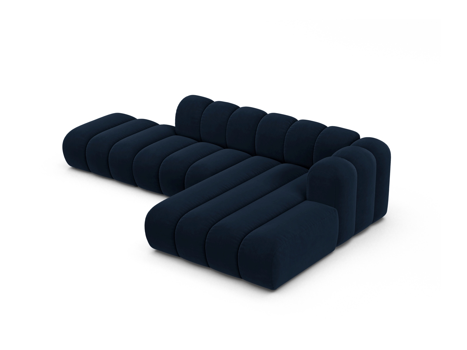 Velvet Modular Right Open Corner Sofa, "Lupine", 5 Seats, 299x177x70