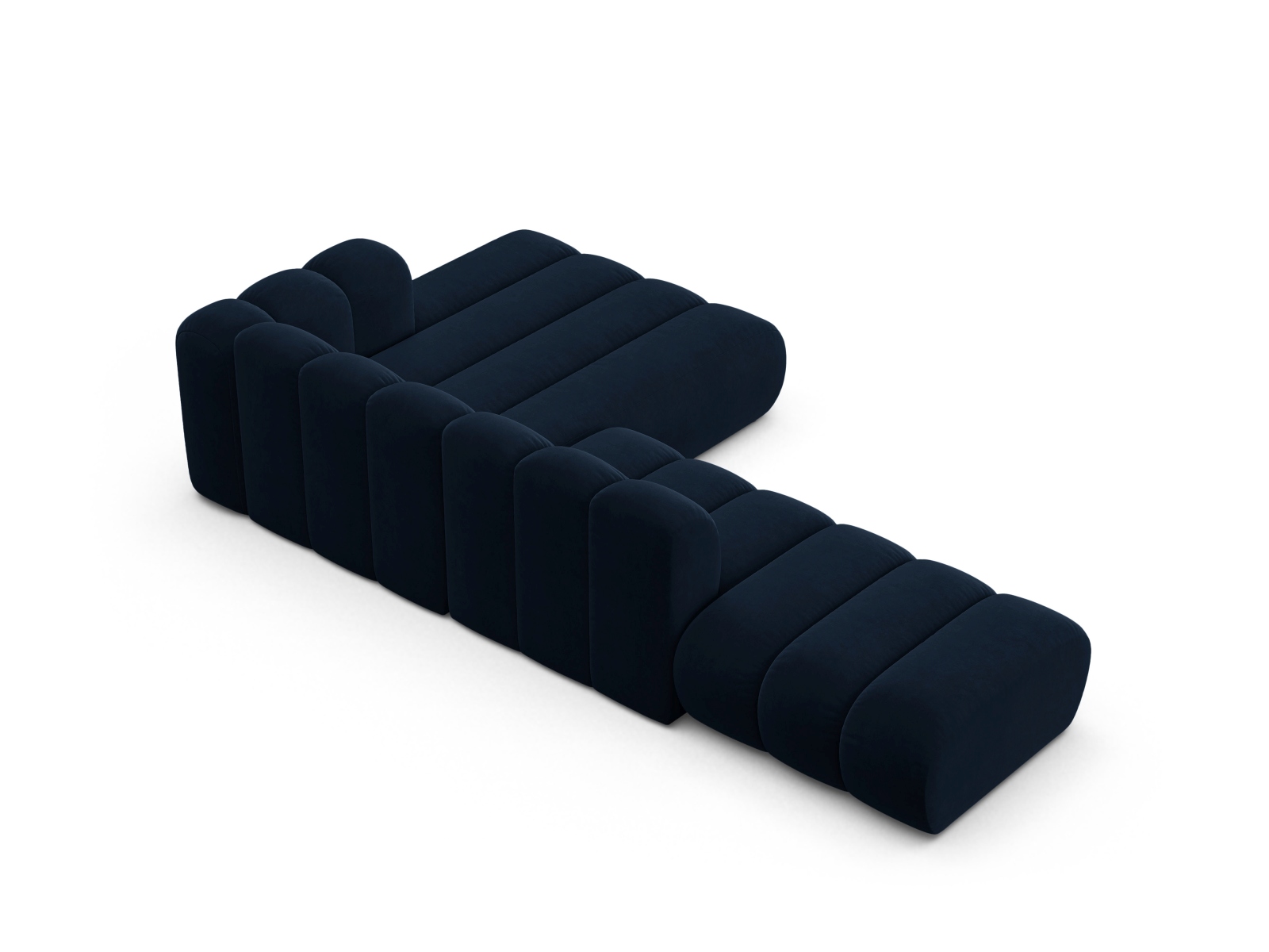 Velvet Modular Right Open Corner Sofa, "Lupine", 5 Seats, 299x177x70