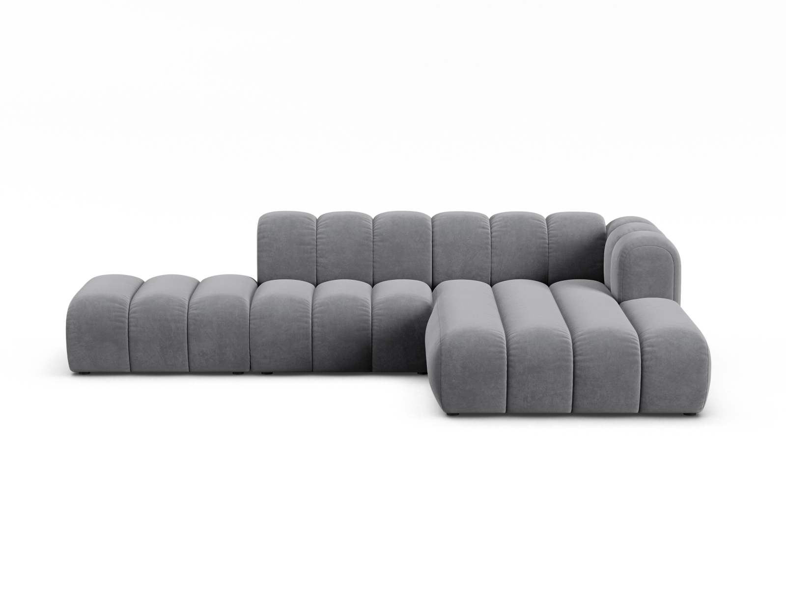 Velvet Modular Right Open Corner Sofa, "Lupine", 5 Seats, 299x177x70