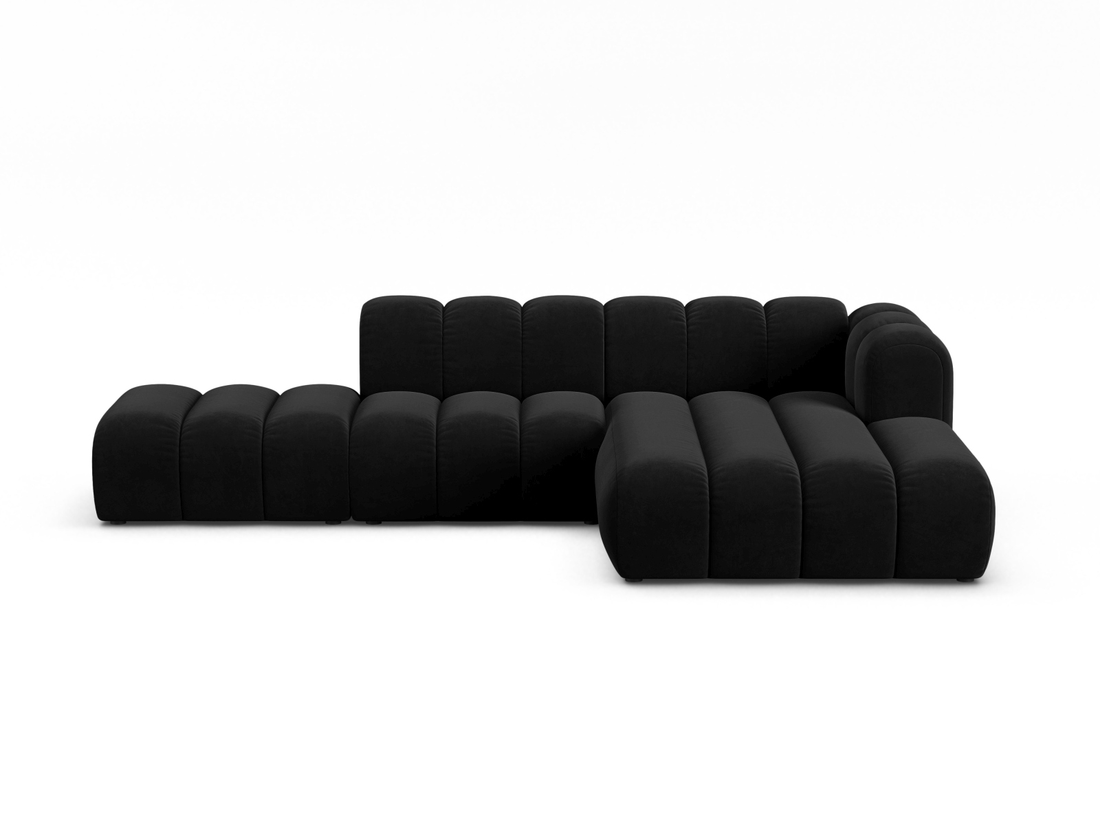 Velvet Modular Right Open Corner Sofa, "Lupine", 5 Seats, 299x177x70