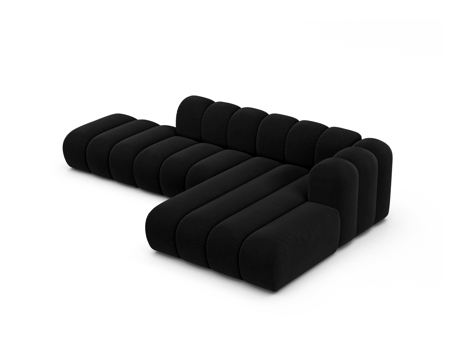 Velvet Modular Right Open Corner Sofa, "Lupine", 5 Seats, 299x177x70