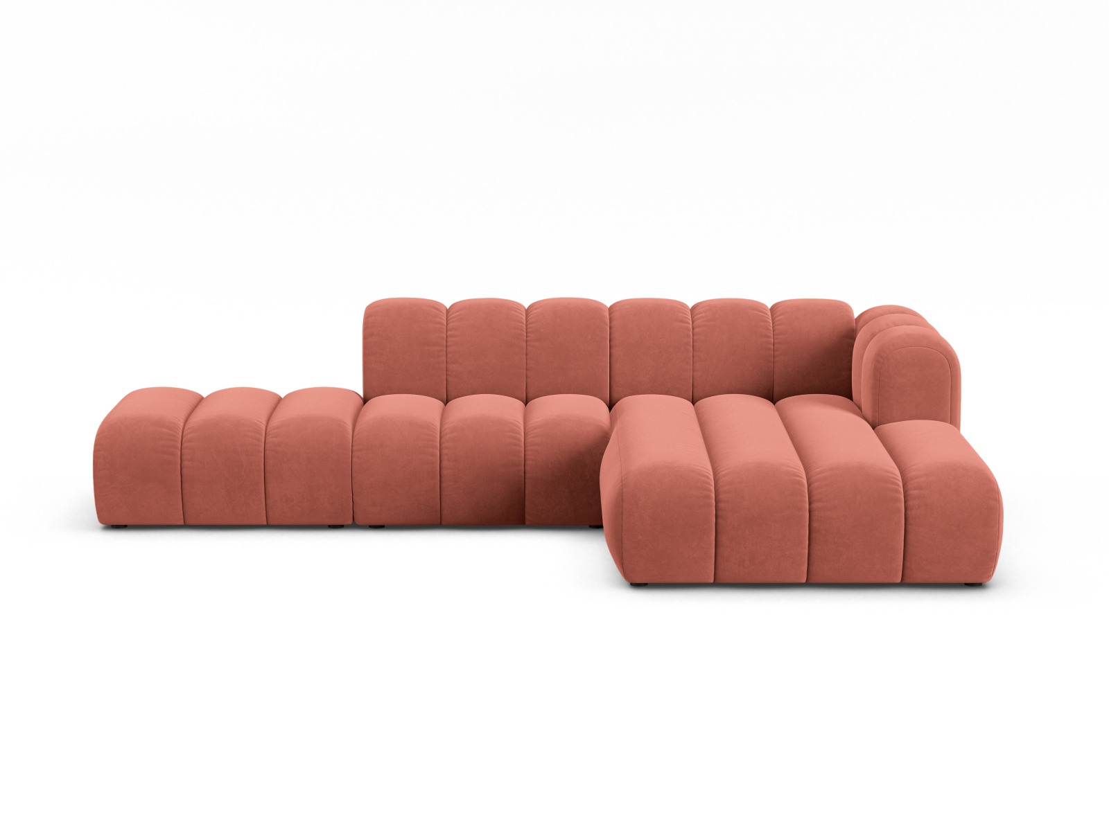 Velvet Modular Right Open Corner Sofa, "Lupine", 5 Seats, 299x177x70