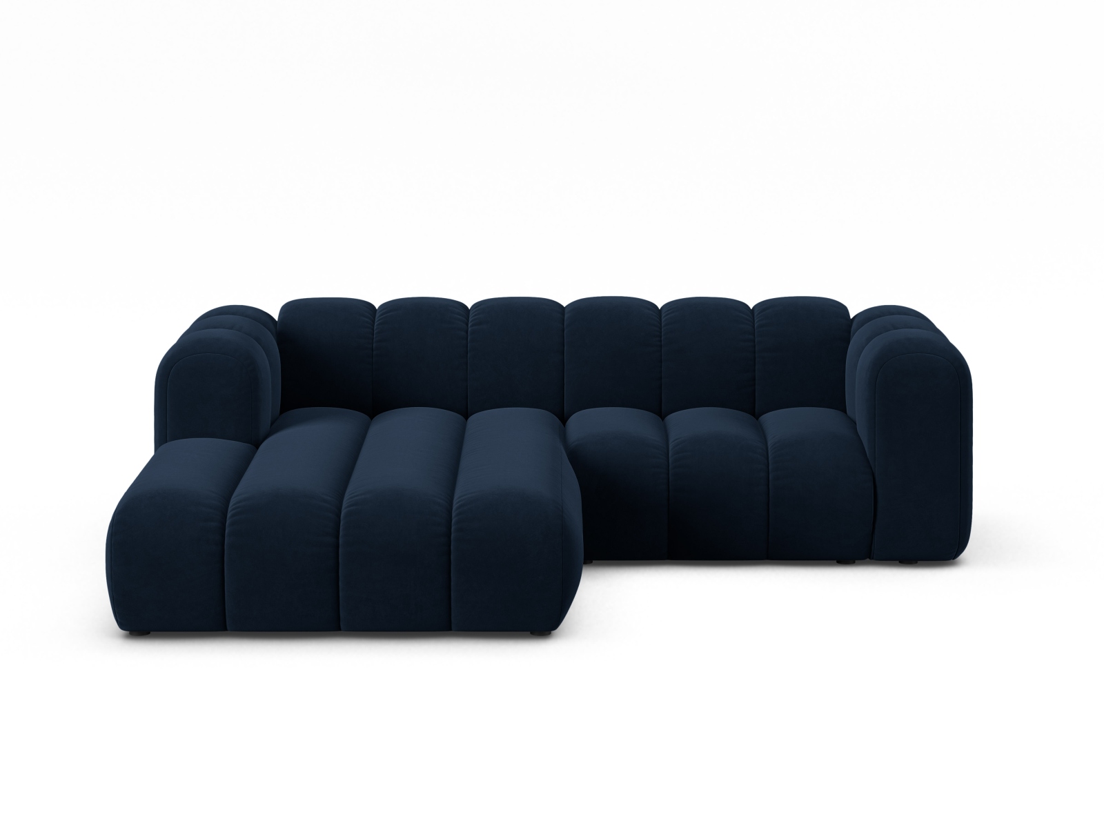 Velvet Modular Left Corner Sofa, "Lupine", 3 Seats, 230x177x70