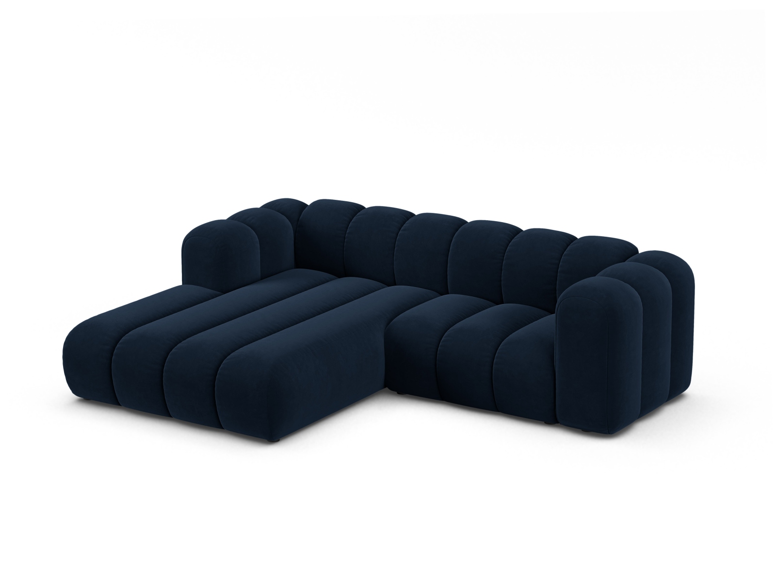 Velvet Modular Left Corner Sofa, "Lupine", 3 Seats, 230x177x70
