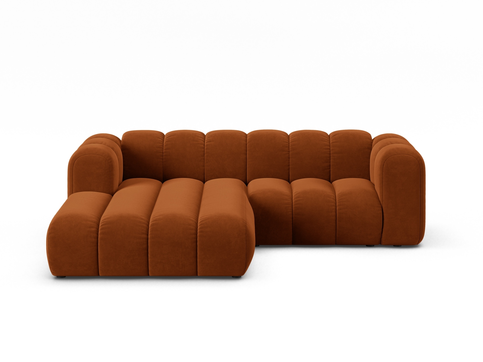 Velvet Modular Left Corner Sofa, "Lupine", 3 Seats, 230x177x70