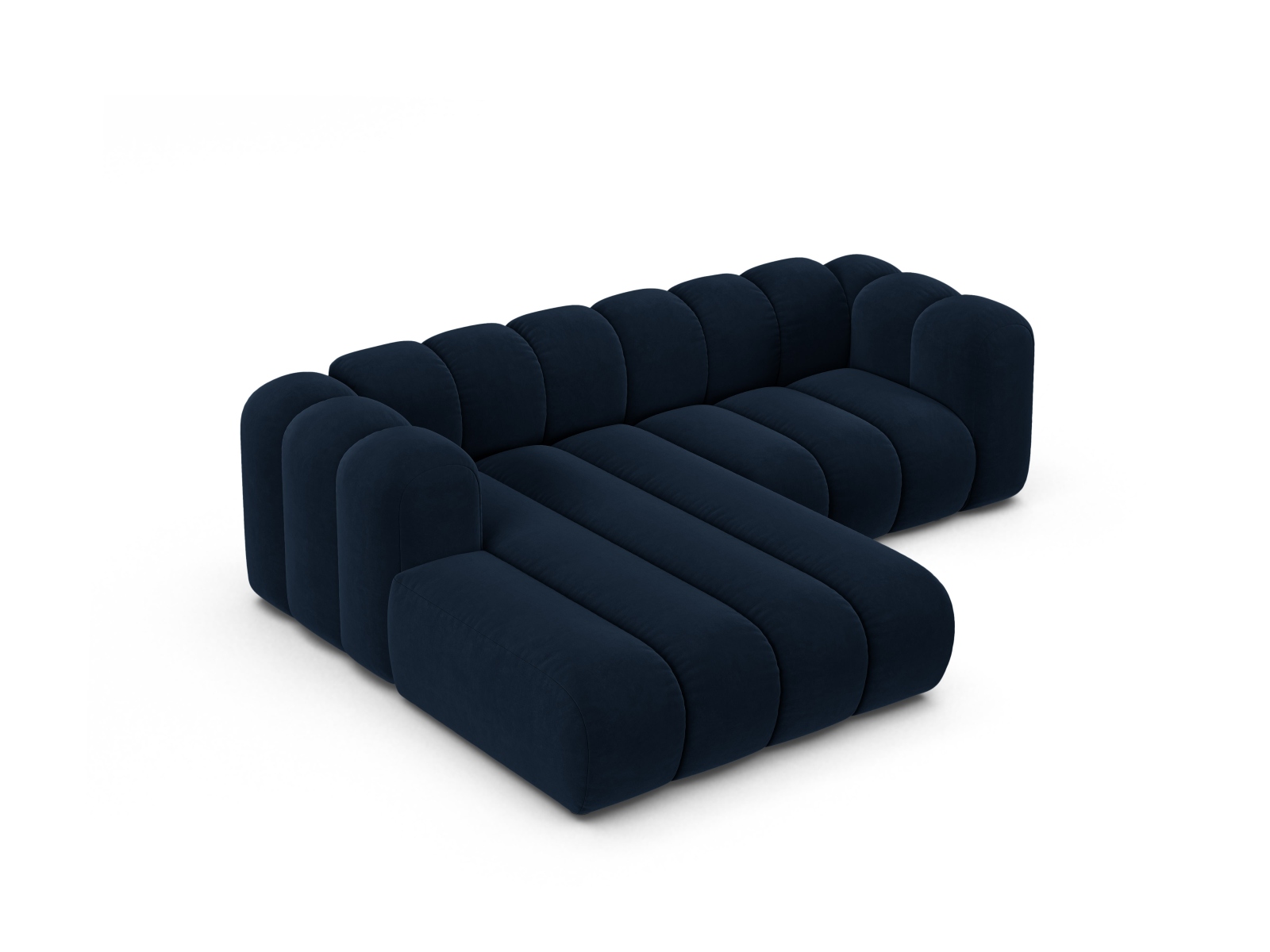 Velvet Modular Left Corner Sofa, "Lupine", 3 Seats, 230x177x70