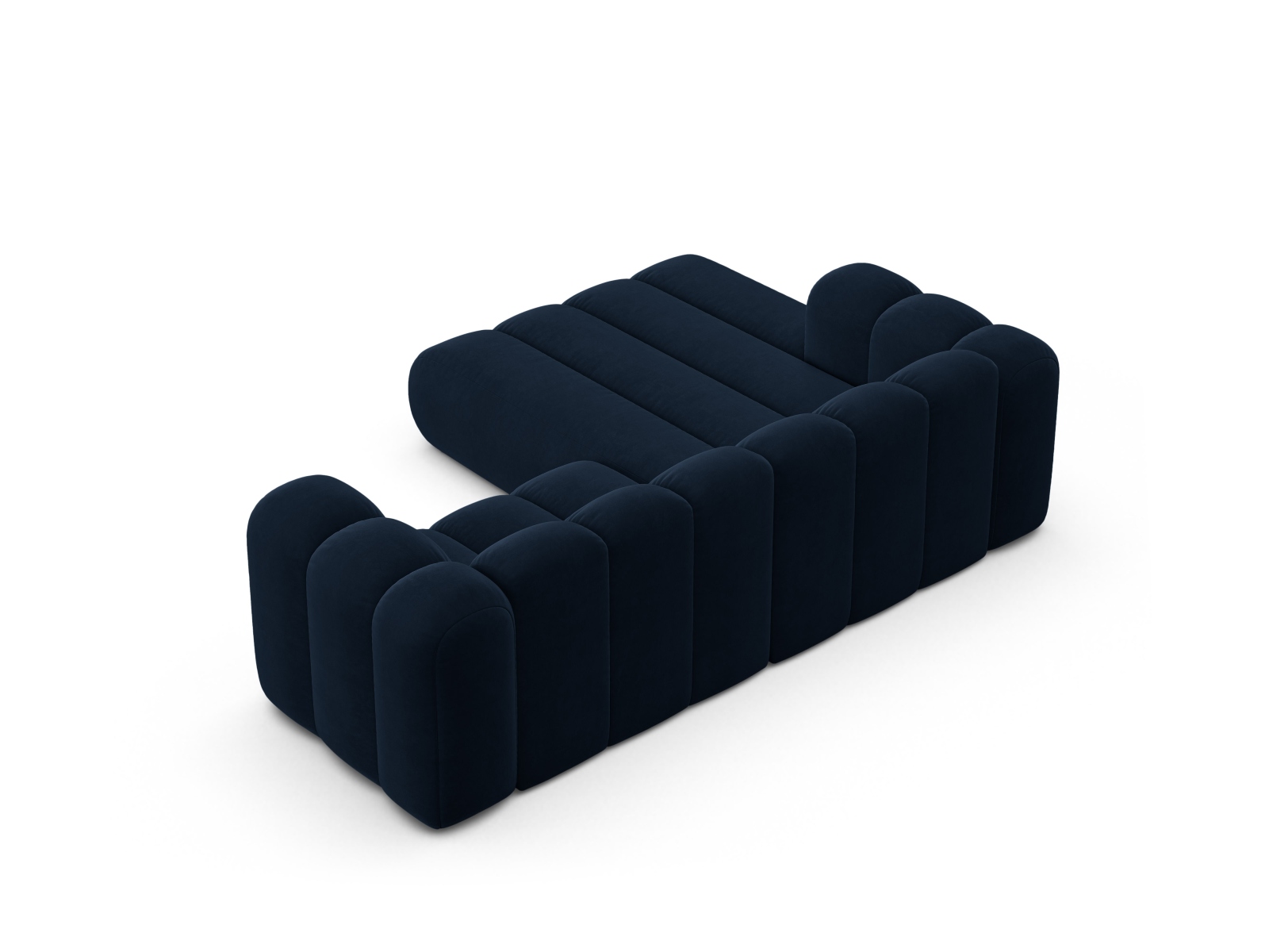 Velvet Modular Left Corner Sofa, "Lupine", 3 Seats, 230x177x70