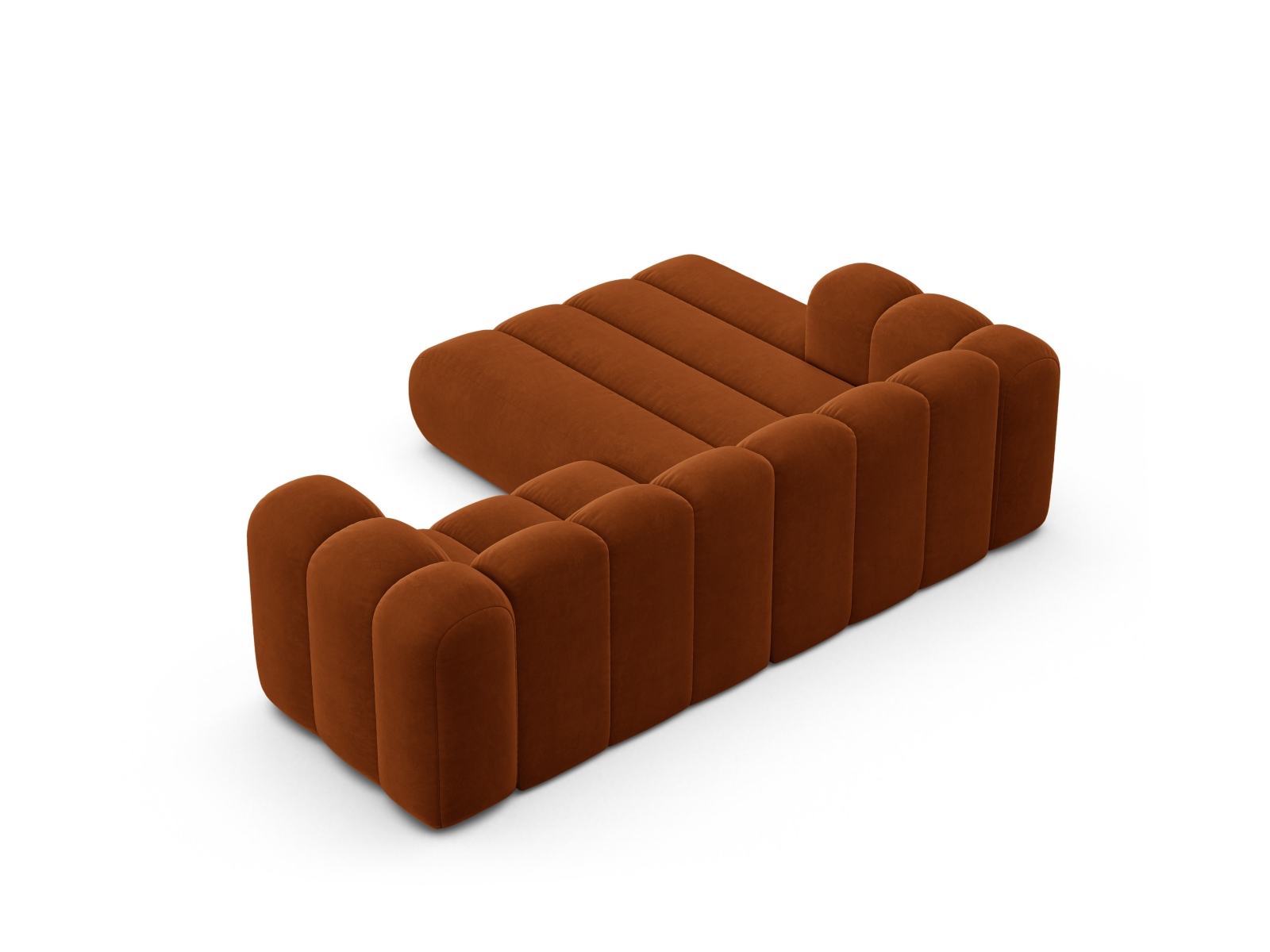 Velvet Modular Left Corner Sofa, "Lupine", 3 Seats, 230x177x70