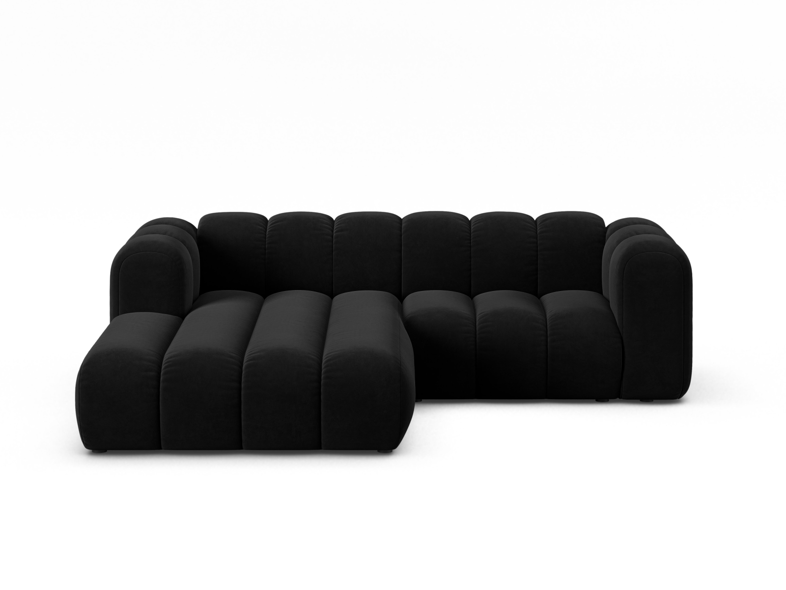 Velvet Modular Left Corner Sofa, "Lupine", 3 Seats, 230x177x70