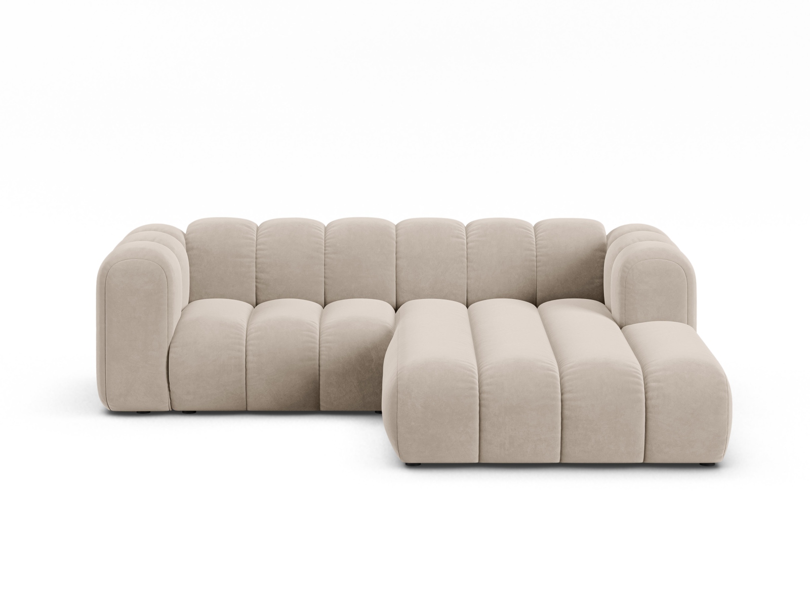 Velvet Modular Right Corner Sofa, "Lupine", 3 Seats, 230x177x70