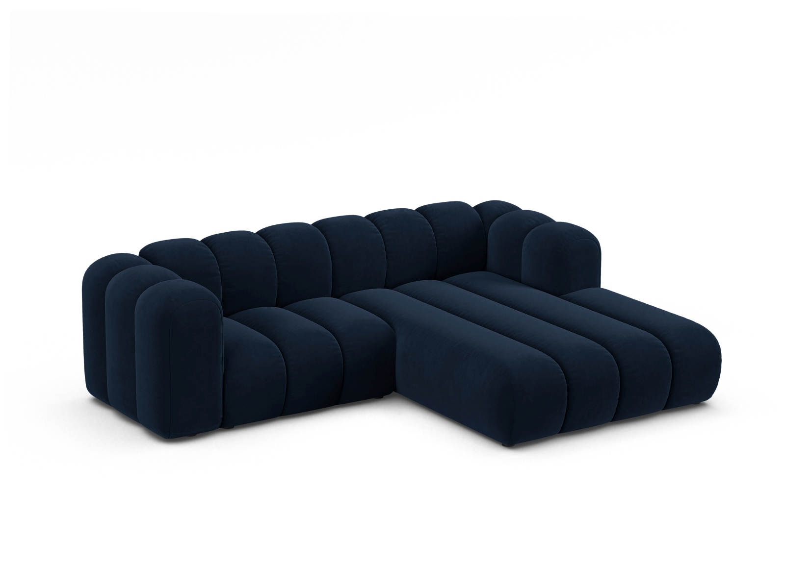 Velvet Modular Right Corner Sofa, "Lupine", 3 Seats, 230x177x70