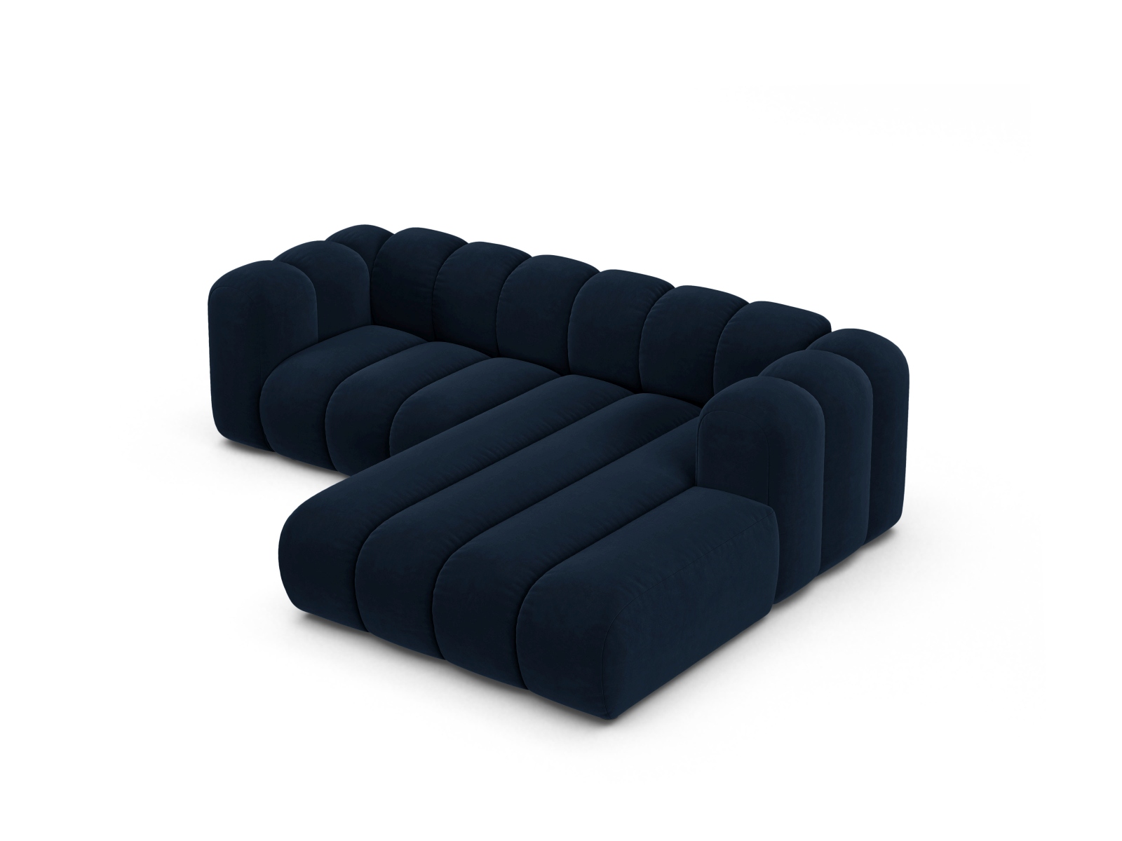 Velvet Modular Right Corner Sofa, "Lupine", 3 Seats, 230x177x70