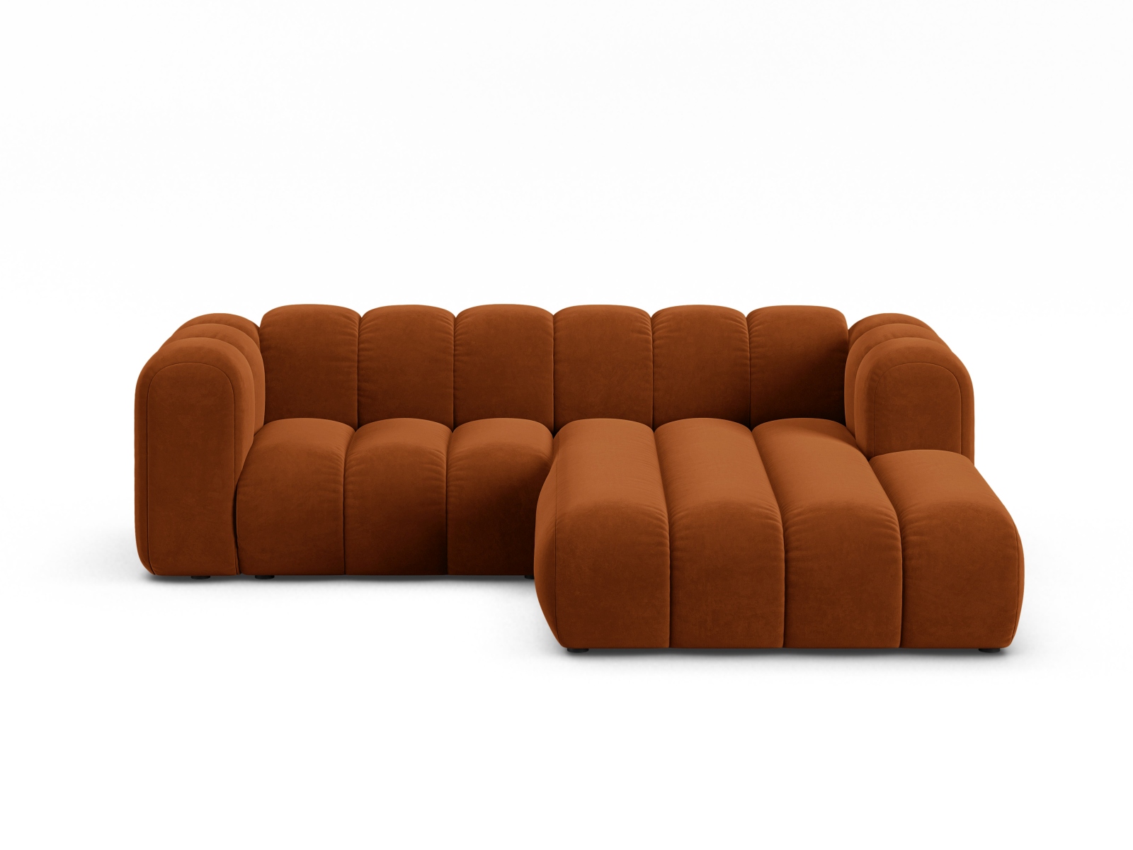 Velvet Modular Right Corner Sofa, "Lupine", 3 Seats, 230x177x70